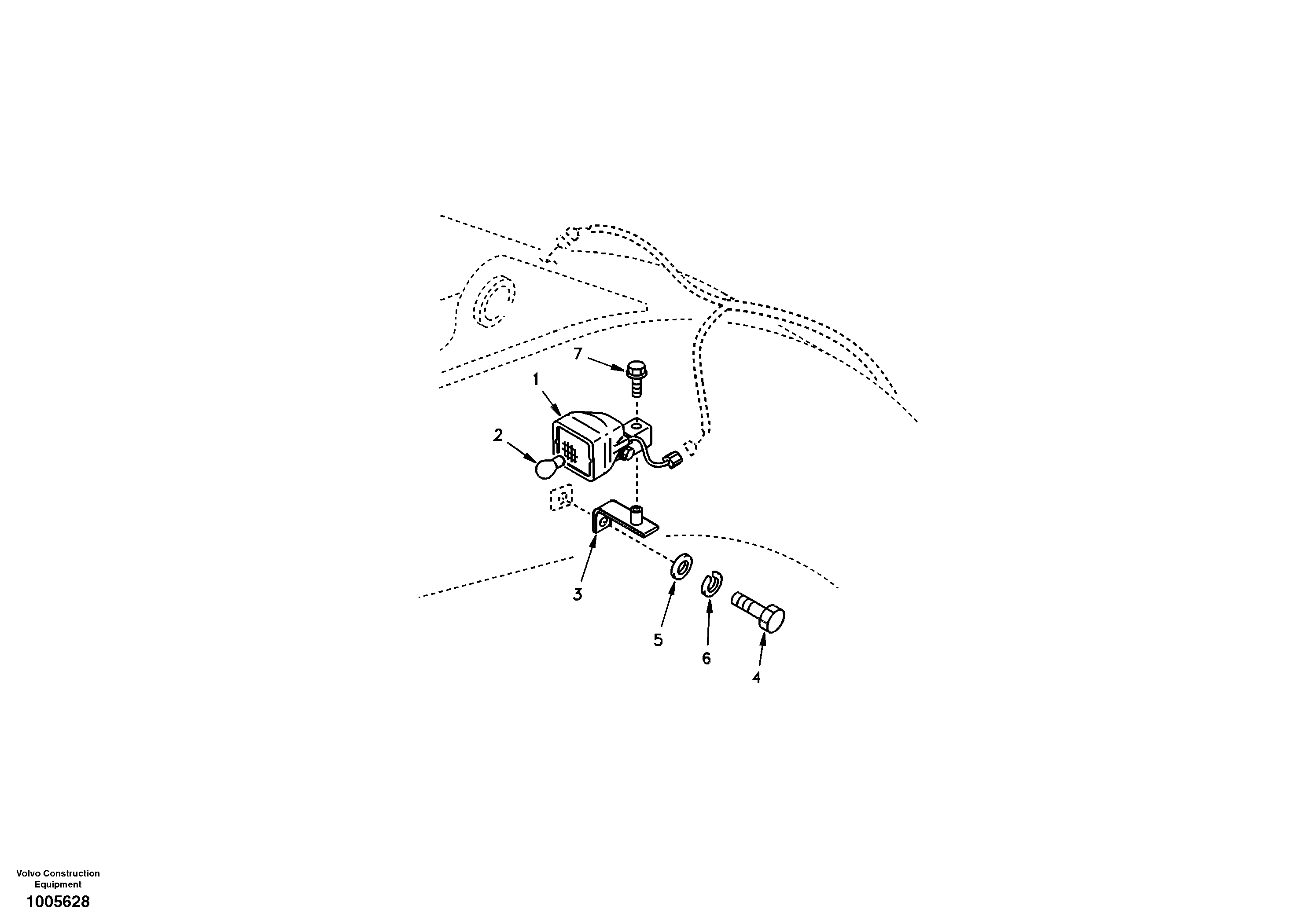Working lamp on boom — volvo parts diagram