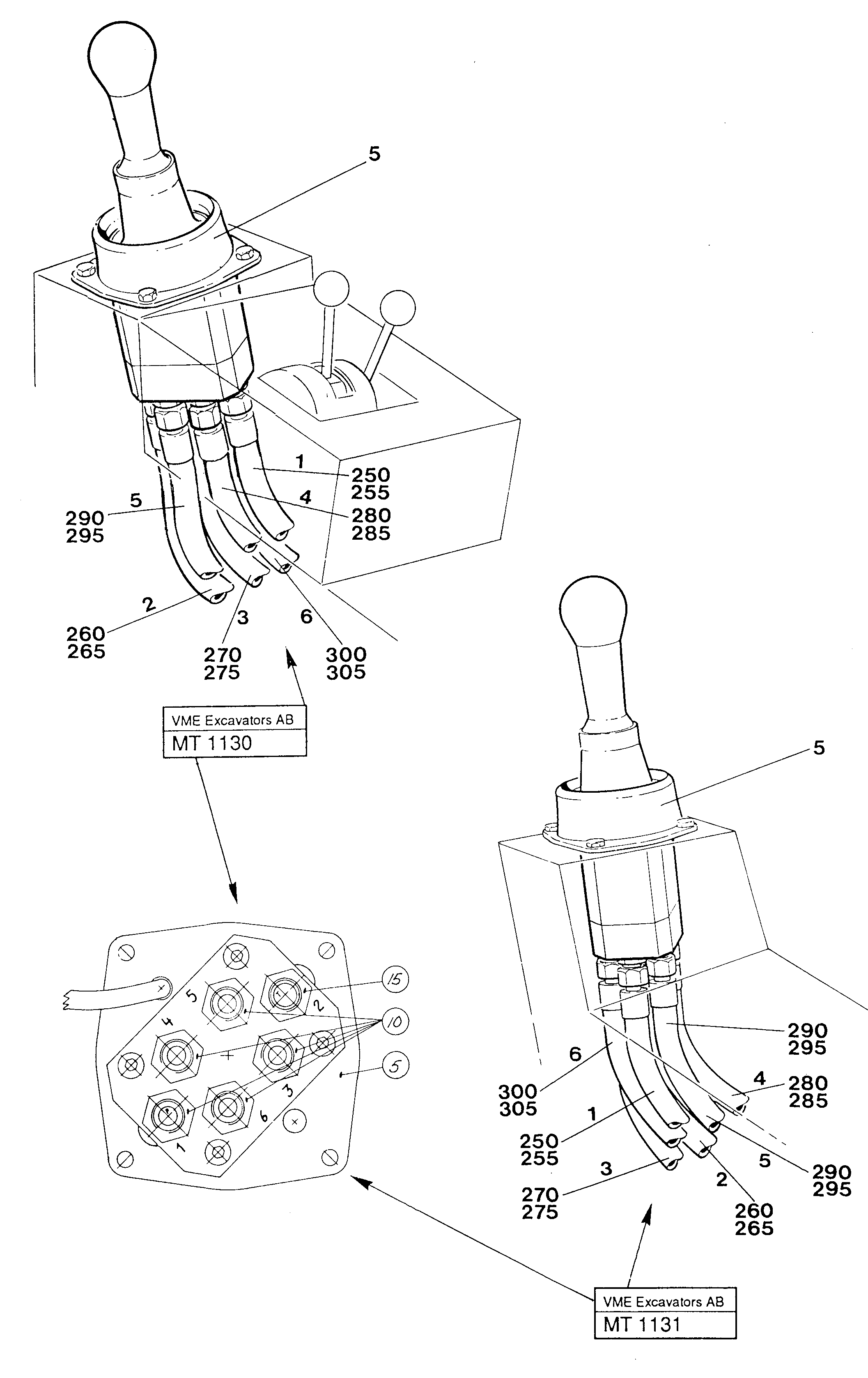Joy stick L.h./r.h. with connections and hoses — volvo parts diagram