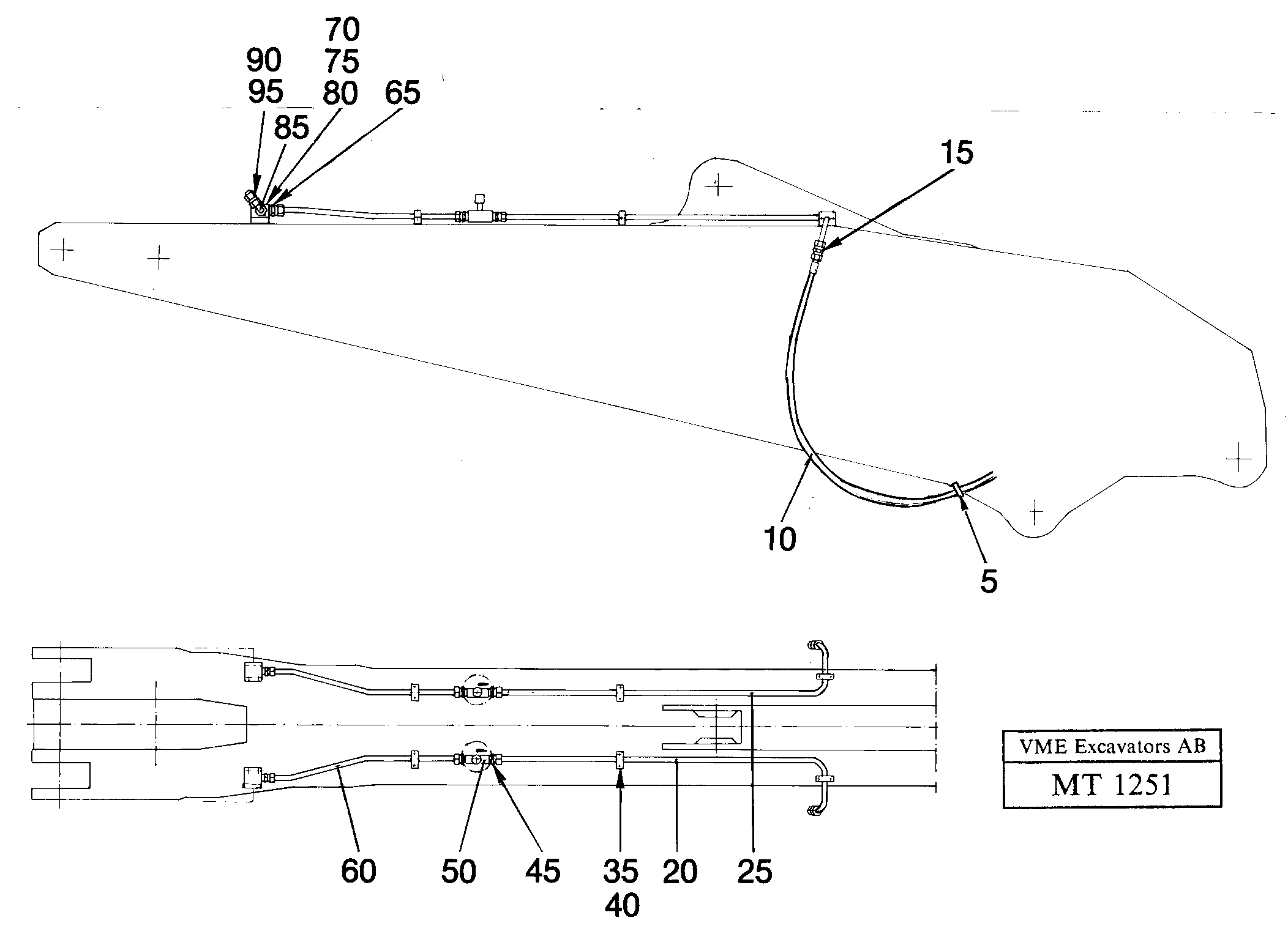 Slope bucket equipment on3,30 m dipper, tubes on top  14255236 — volvo parts diagram