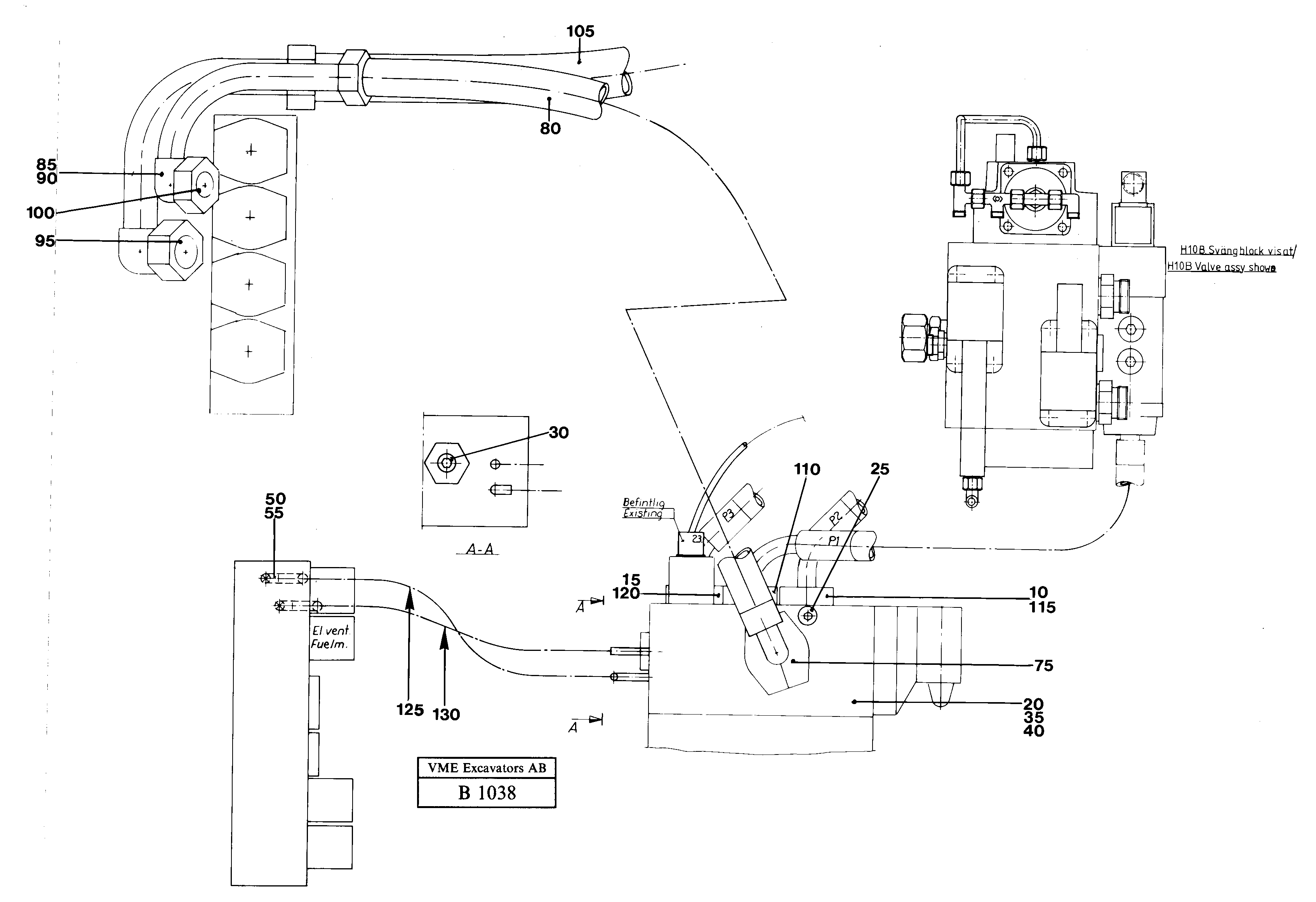 Hydraulic hammer in base machine, 2 pumps  14254303 — volvo parts diagram