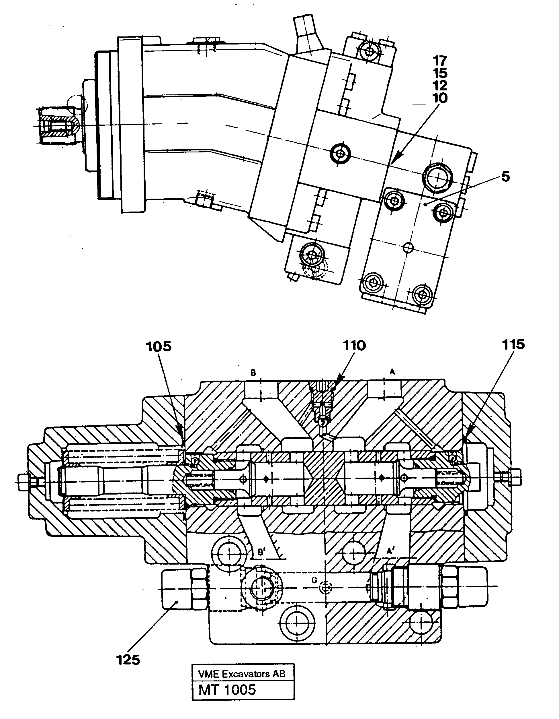 Hydraulic motor with brake valve — volvo parts diagram