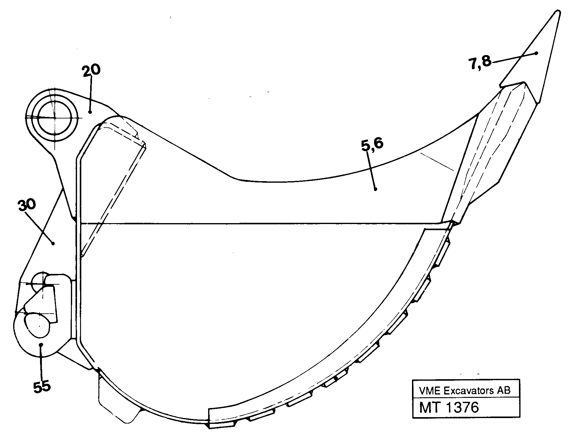 Backhoe buckets, konv. attachment  14255317 14255318 — volvo parts diagram