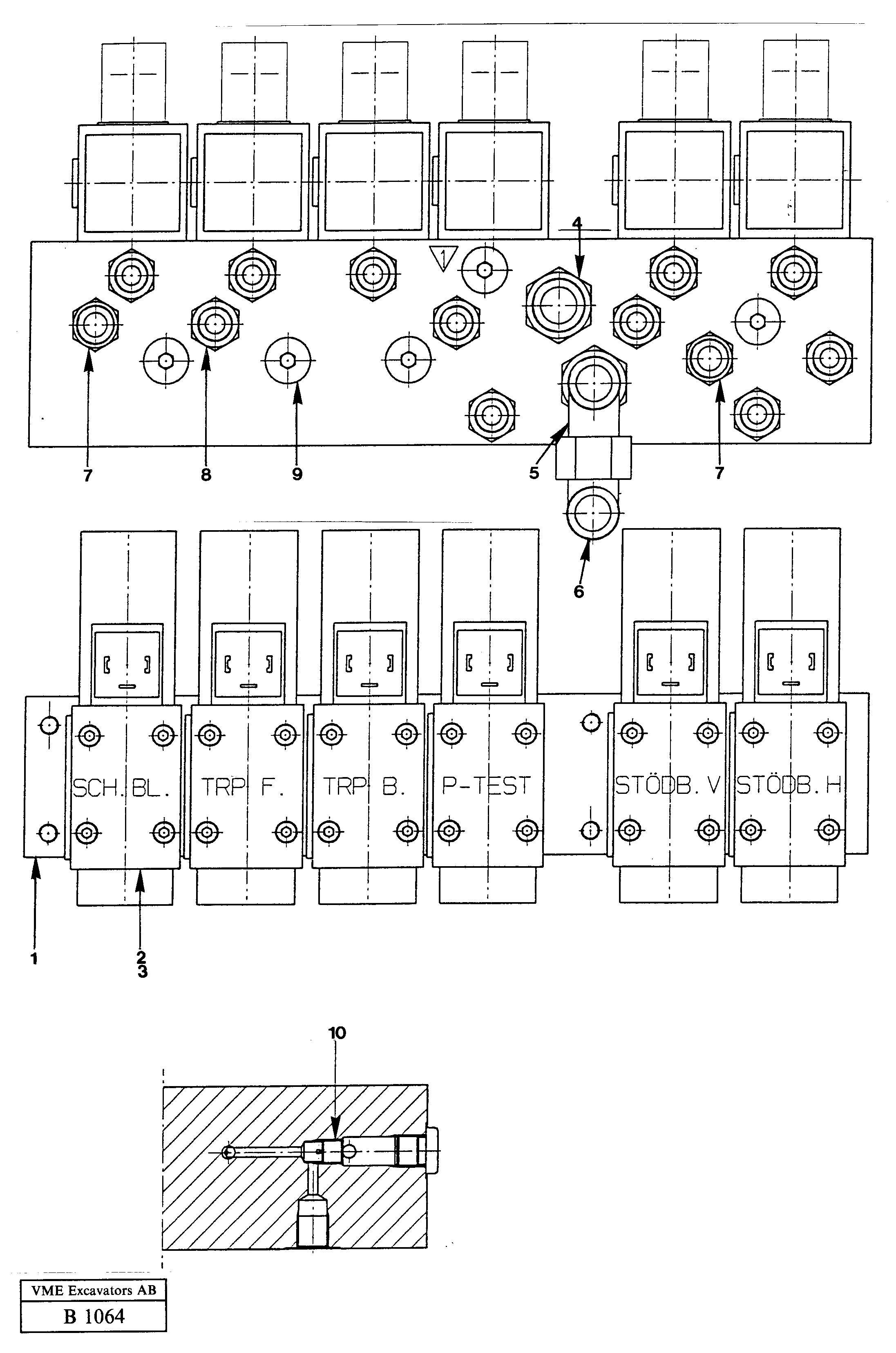 Valve assembly for outriggers — volvo parts diagram