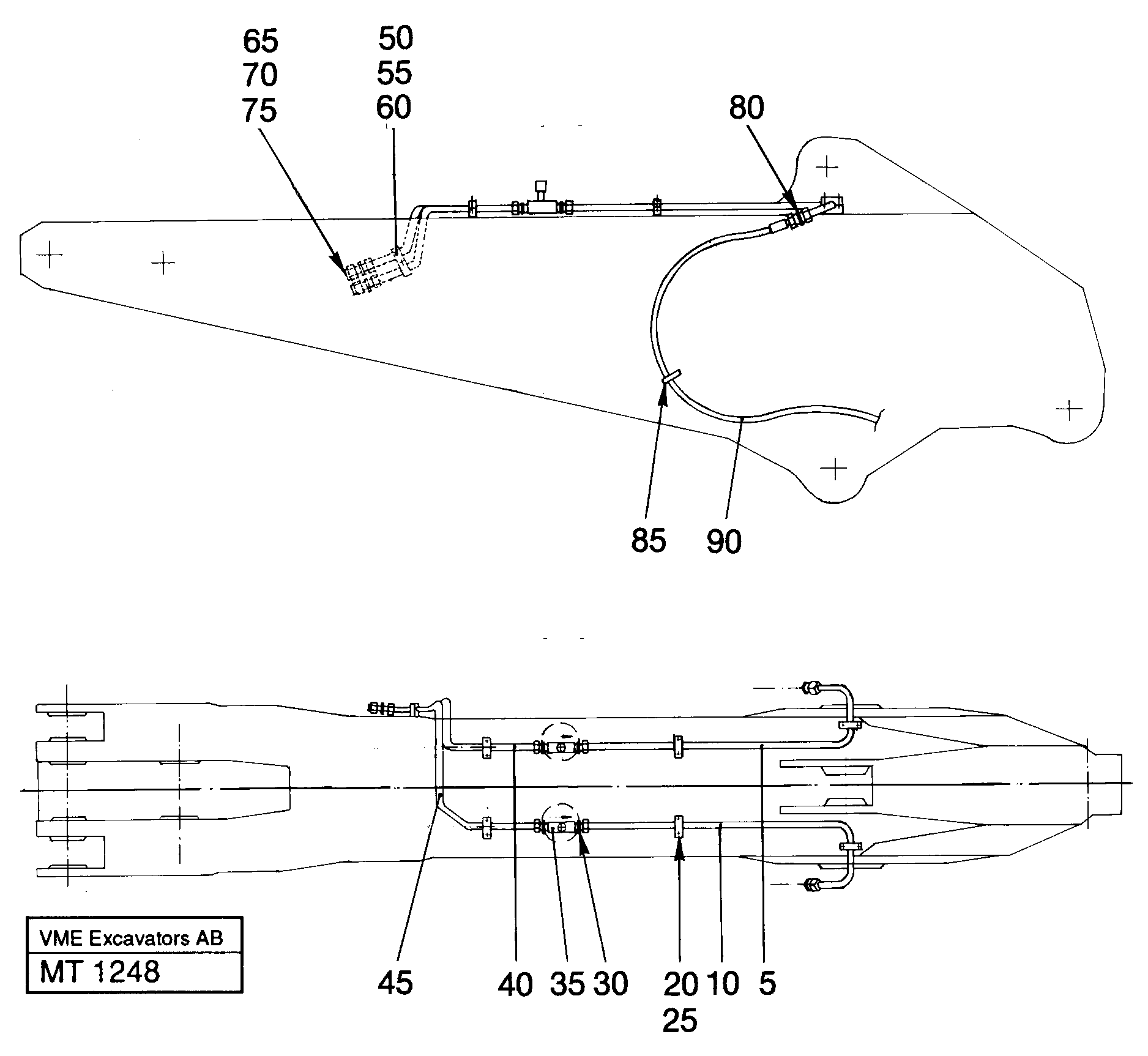 Slope bucket equipment on 2,25 m dipper, Lh Rh  14255228 14255229 — volvo parts diagram