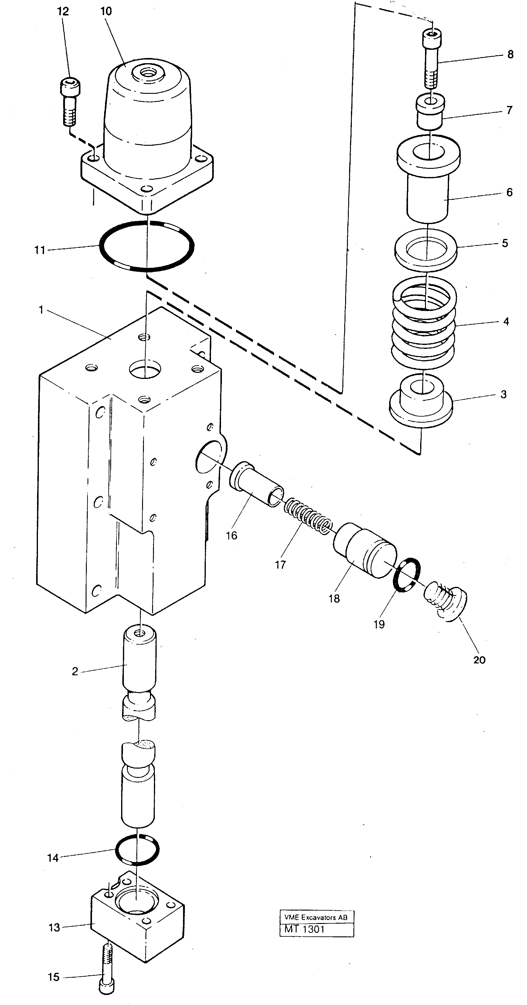 Four way valve, primary boom, dipper, bucket — volvo parts diagram