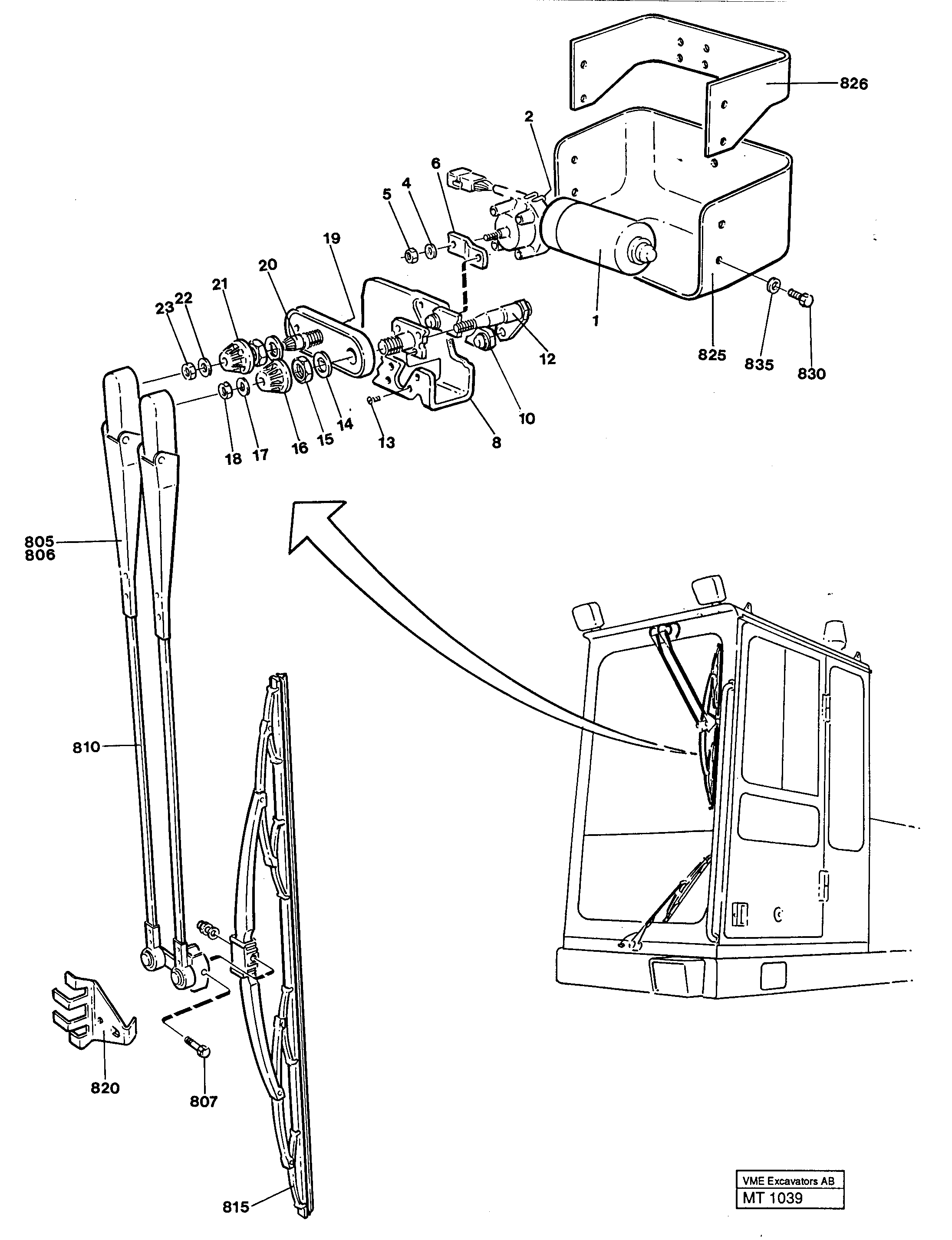 Windscreen wiper, upper — volvo parts diagram