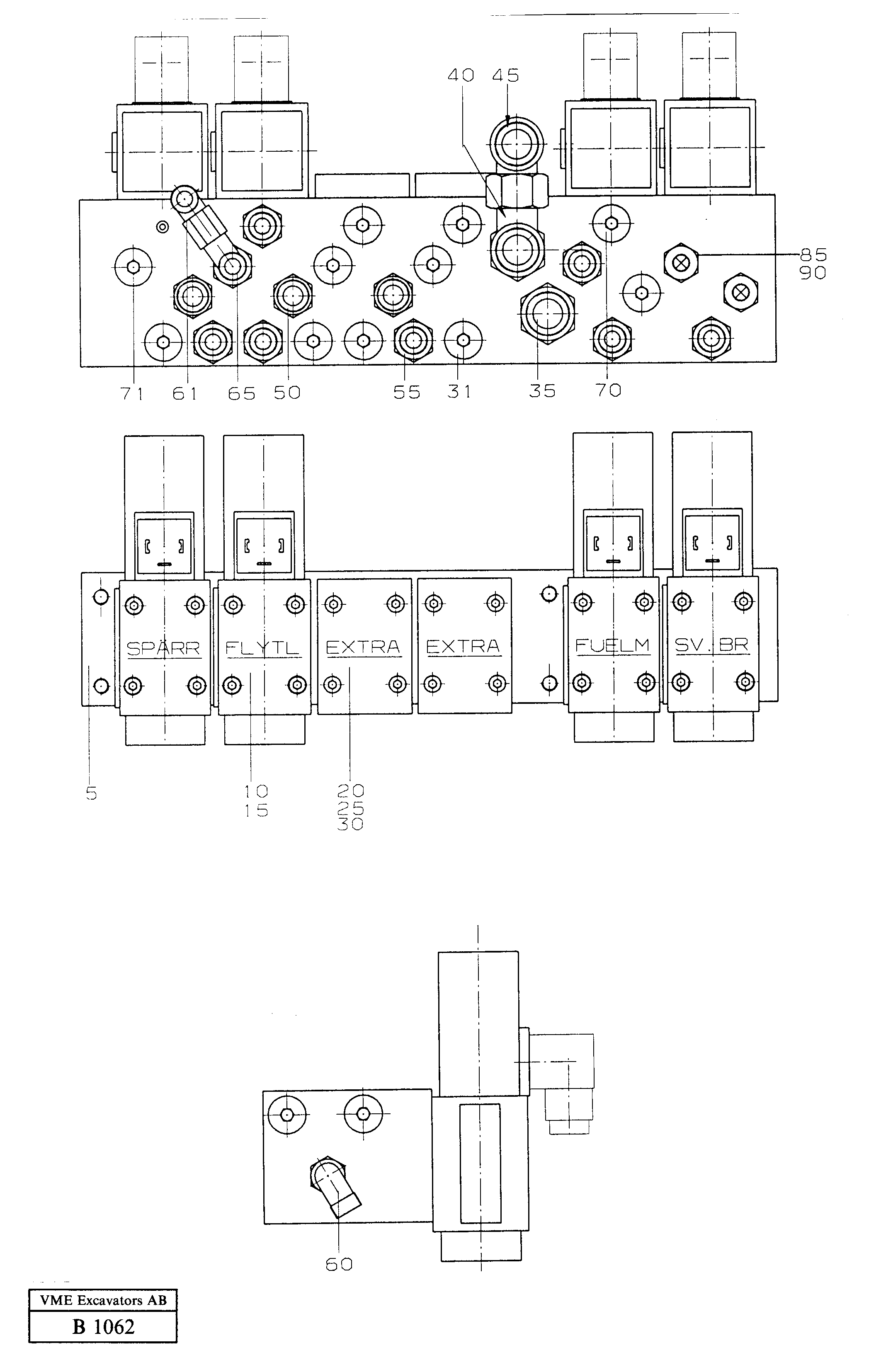 Valve assembly for control with con- nections — volvo parts diagram