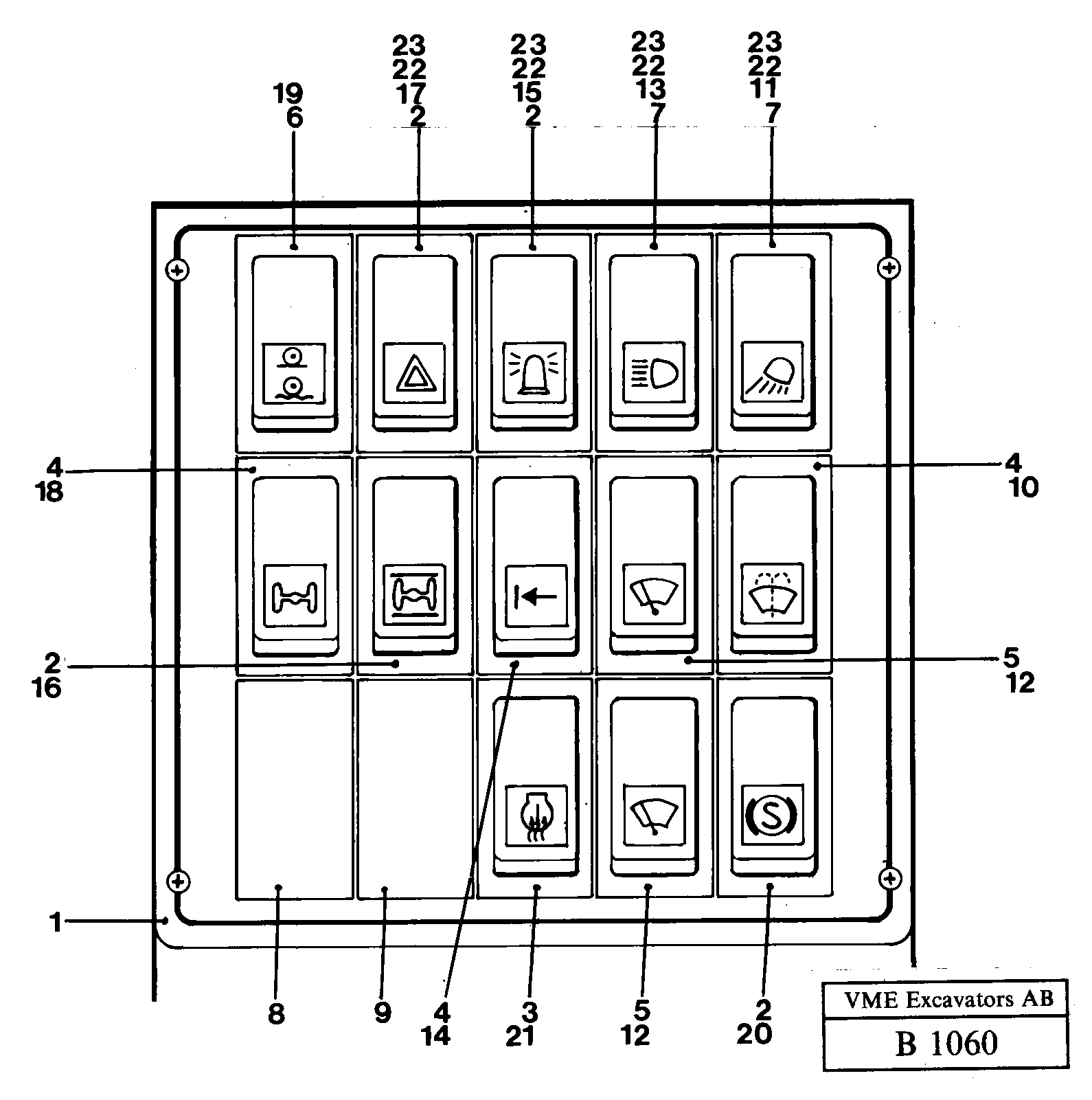 Toggle switch panel — volvo parts diagram