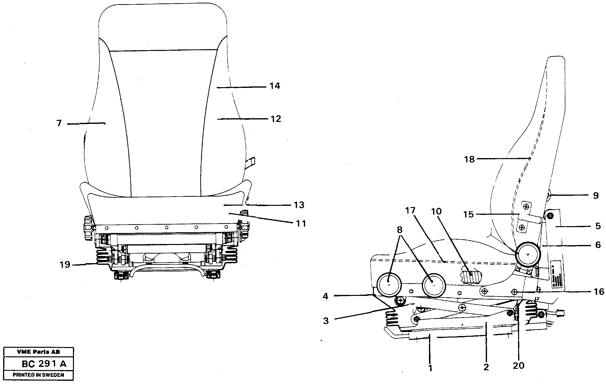 Operator's seat — volvo parts diagram