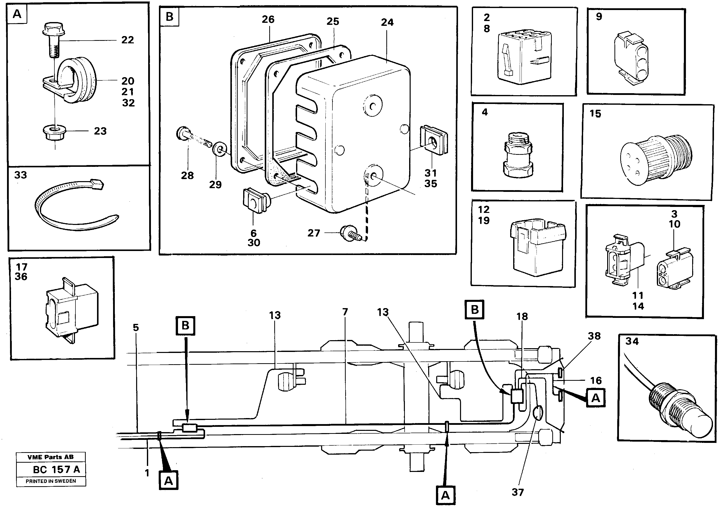 Cable harnesses, rear  6 X 6 — volvo parts diagram