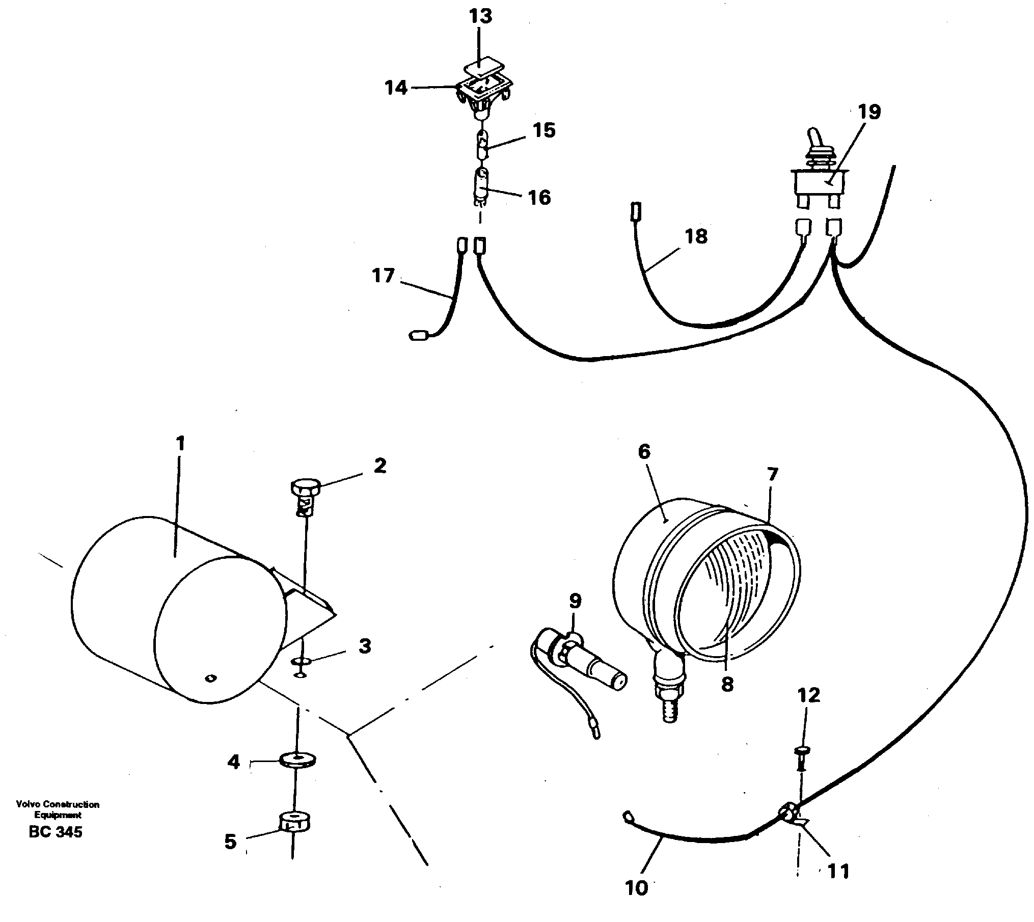 Work lights  A25C 4x4 SER NO 7977 -, ( Japanese version ) — volvo parts diagram