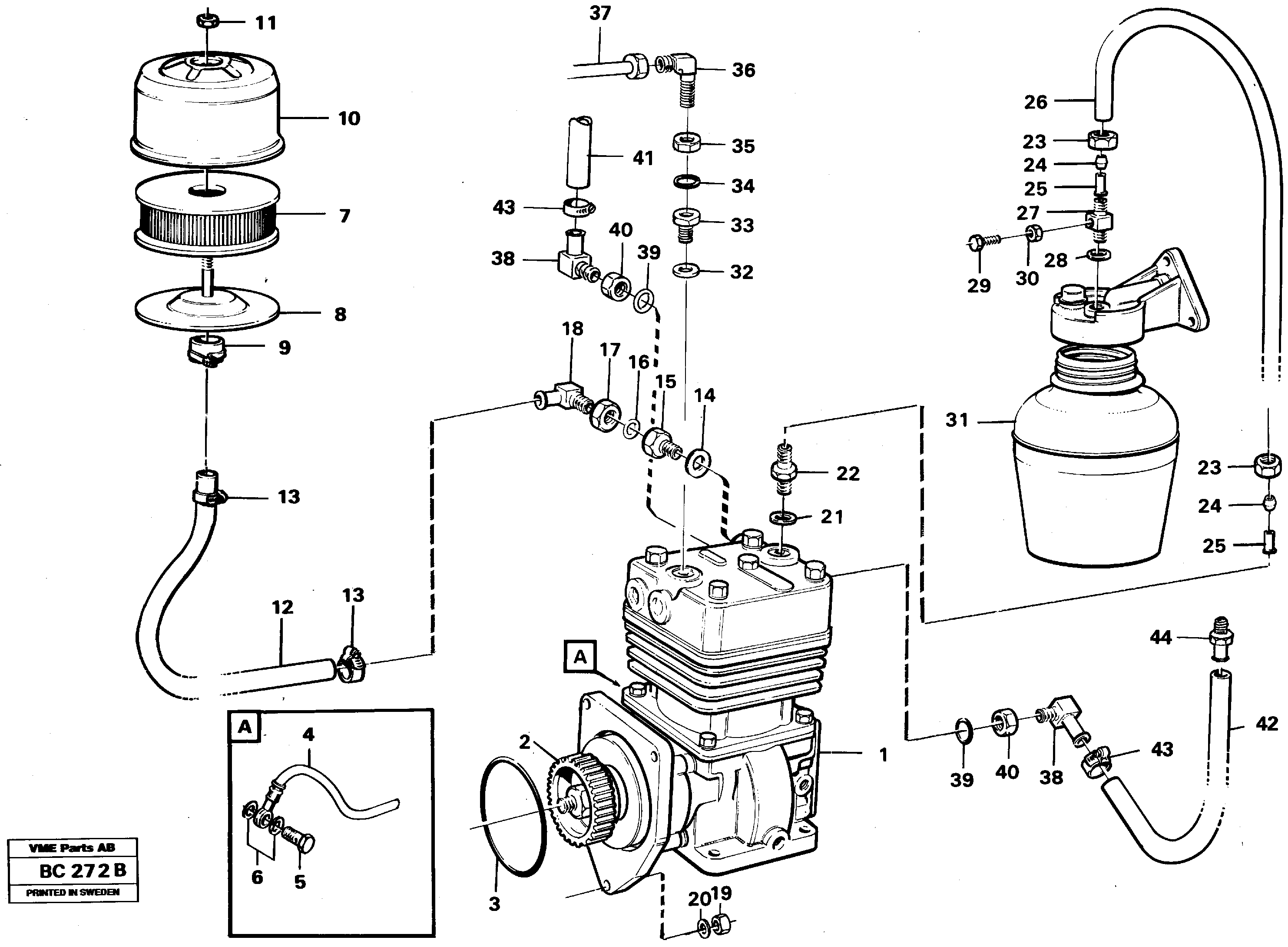 Air-compressor with fitting parts — volvo parts diagram