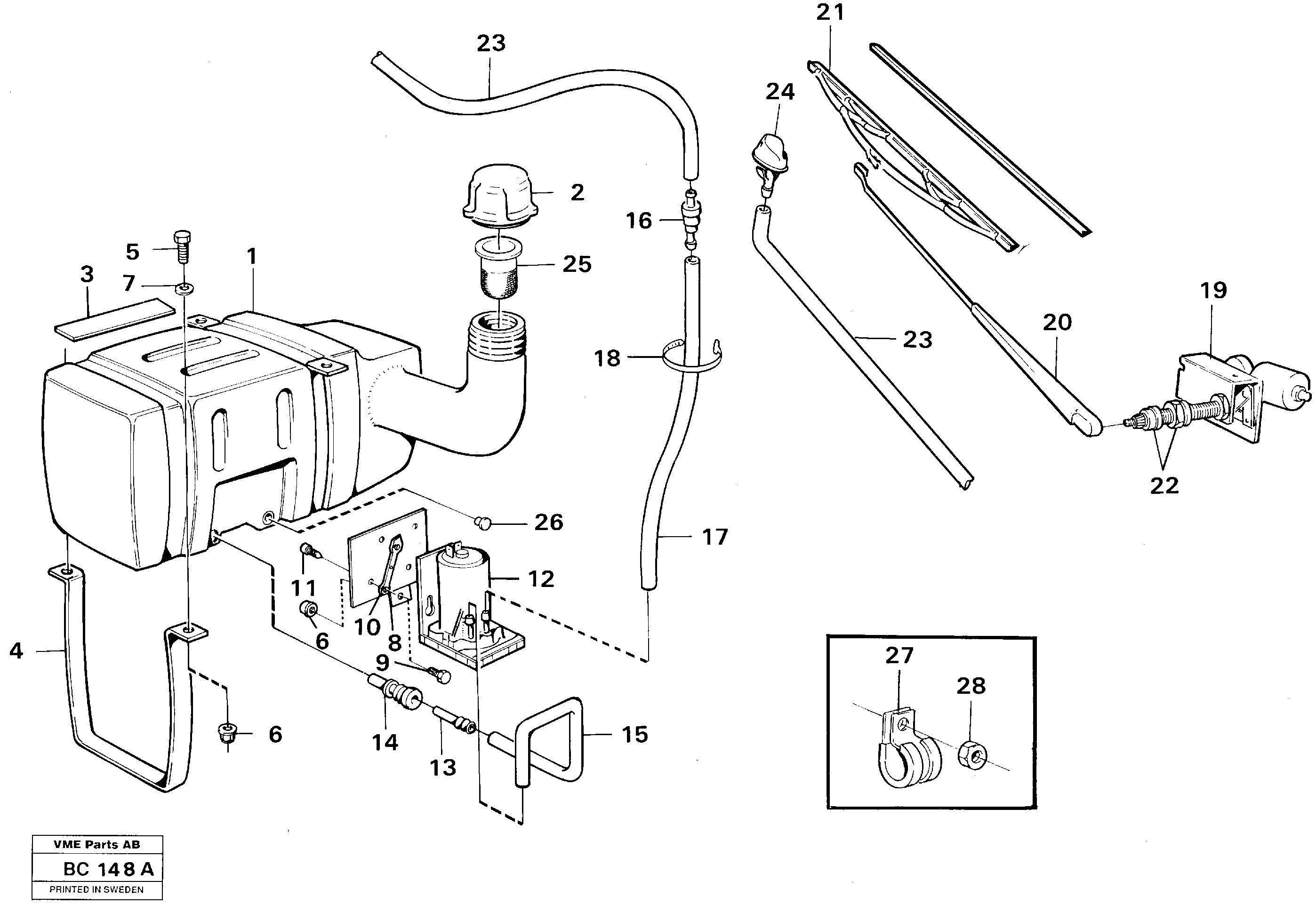 Windscreen washer and wiper — volvo parts diagram