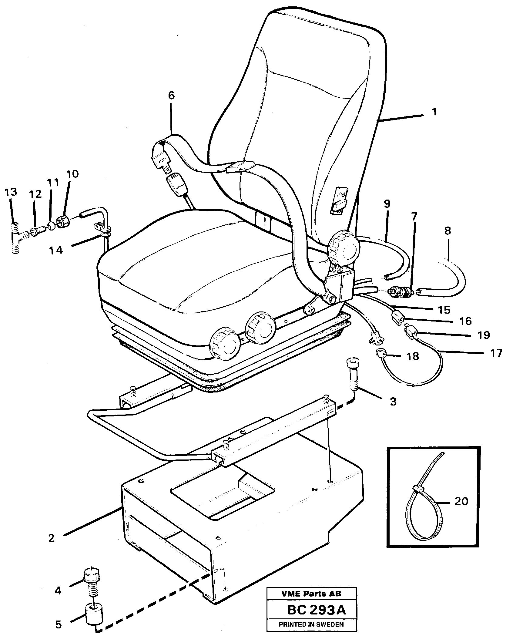 Operator's seat, heated, air suspensioned.  92174 — volvo parts diagram