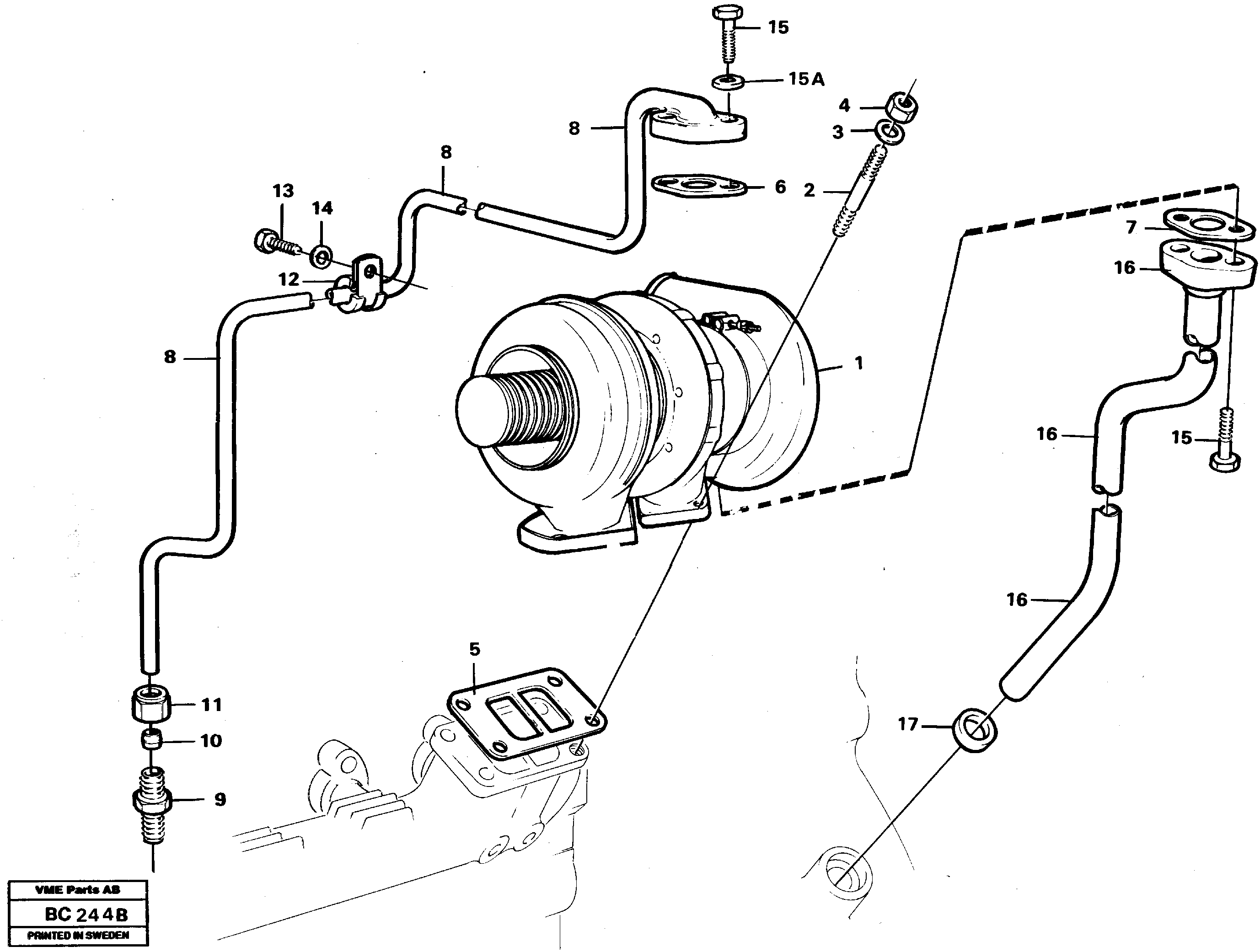 Turbocharger with fitting parts — volvo parts diagram