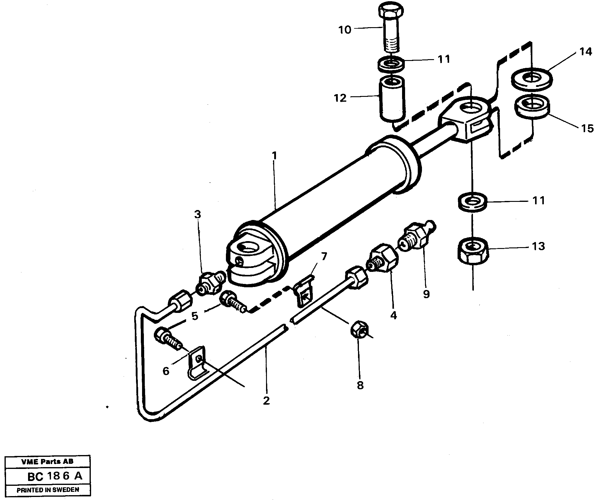 Steering cylinder with fitting parts — volvo parts diagram