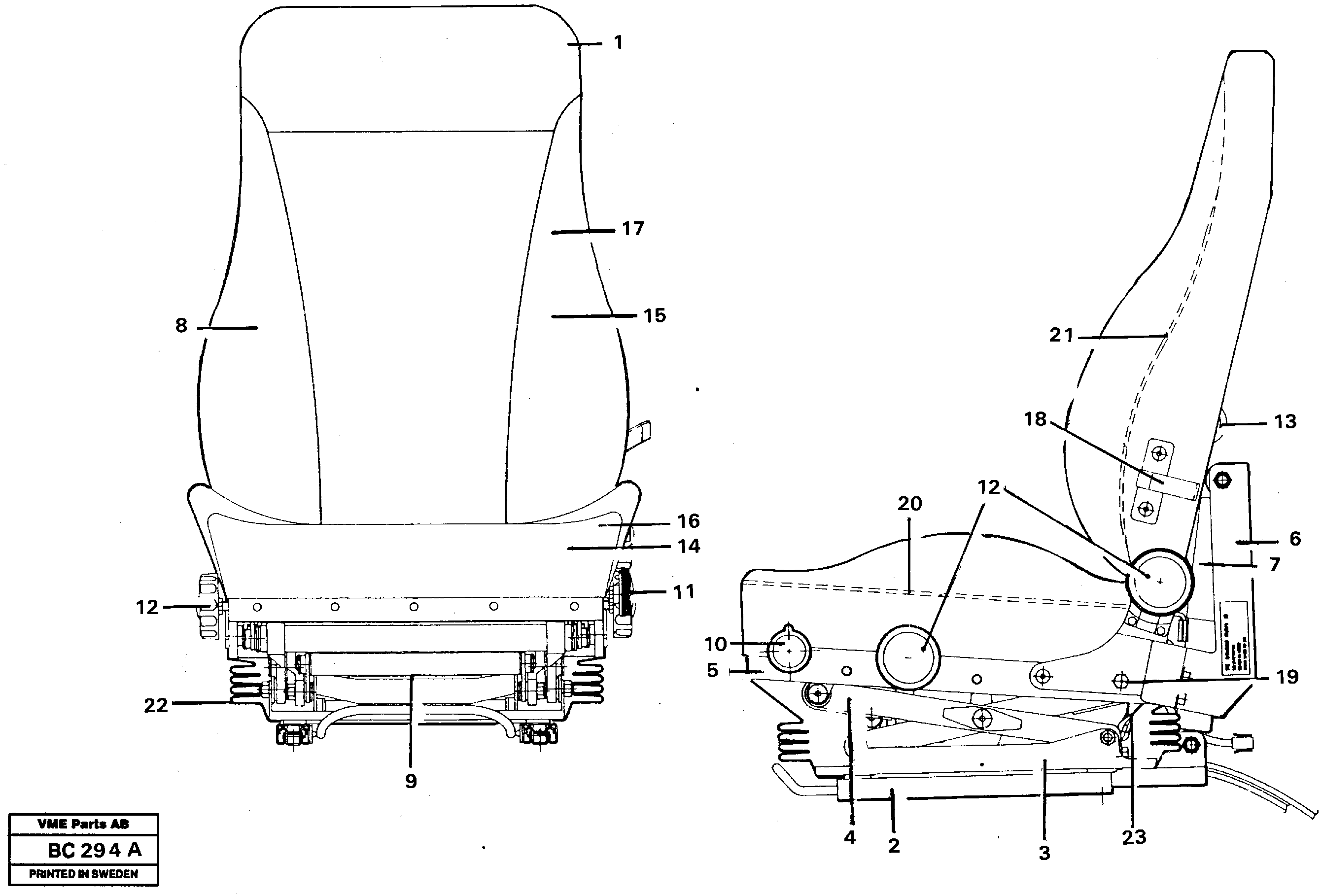 Operator's seat — volvo parts diagram