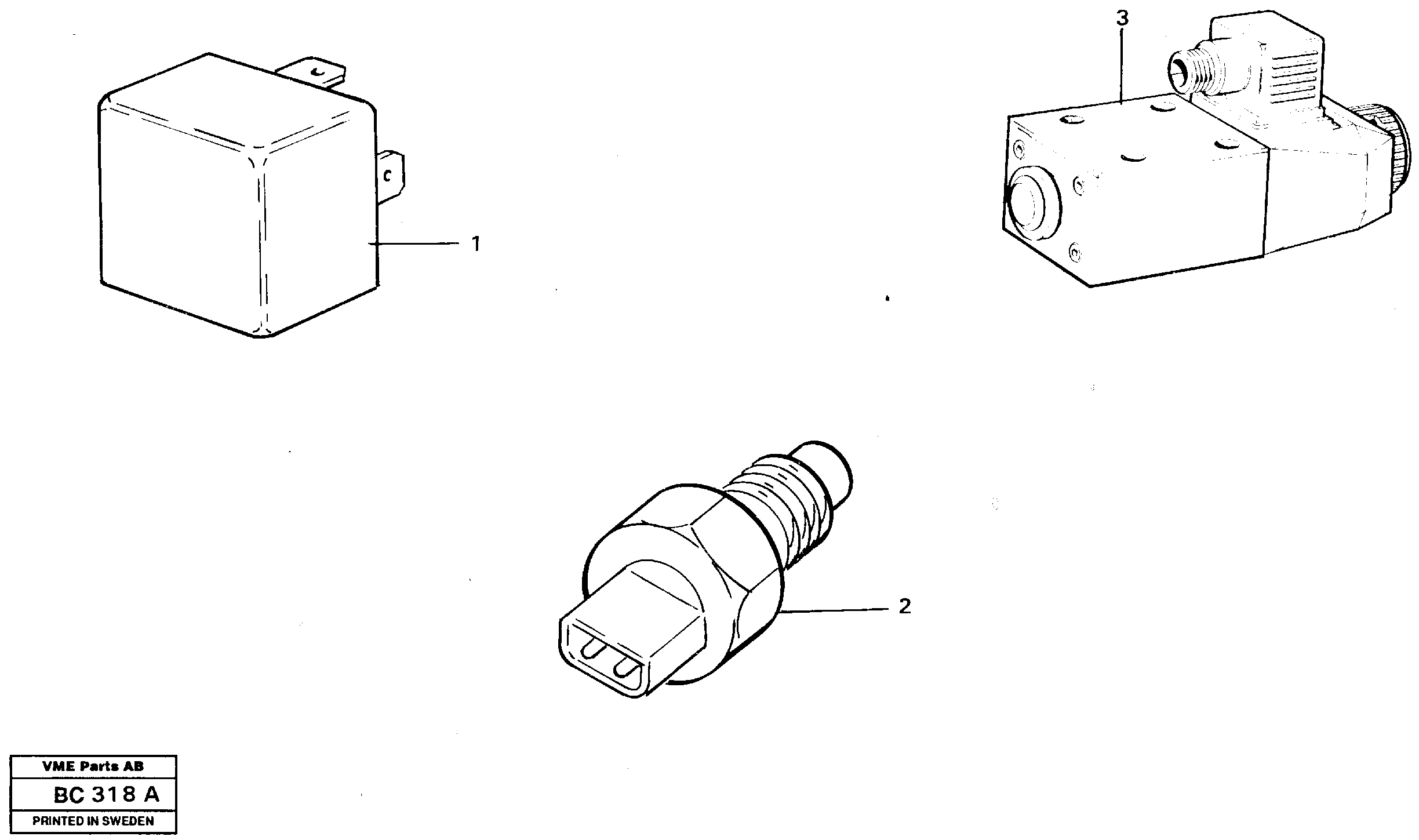 Relays, sensors and solenoid valves Reference list — volvo parts diagram