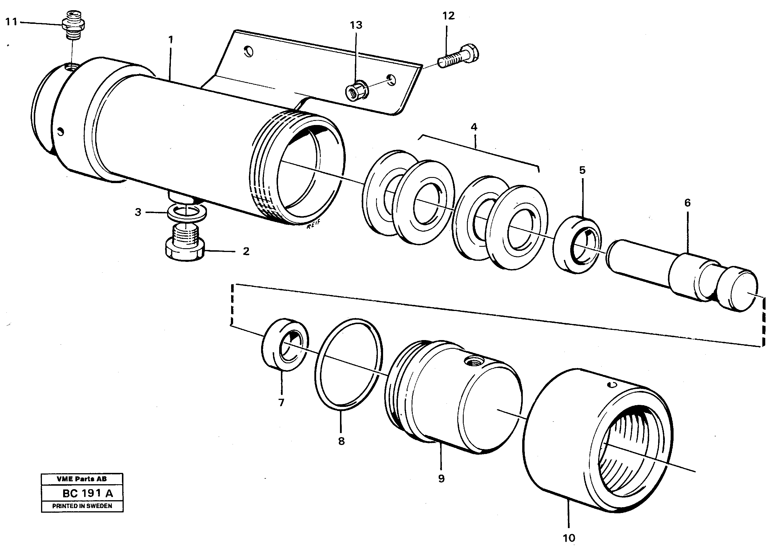 Damping cylinder with fitting parts — volvo parts diagram