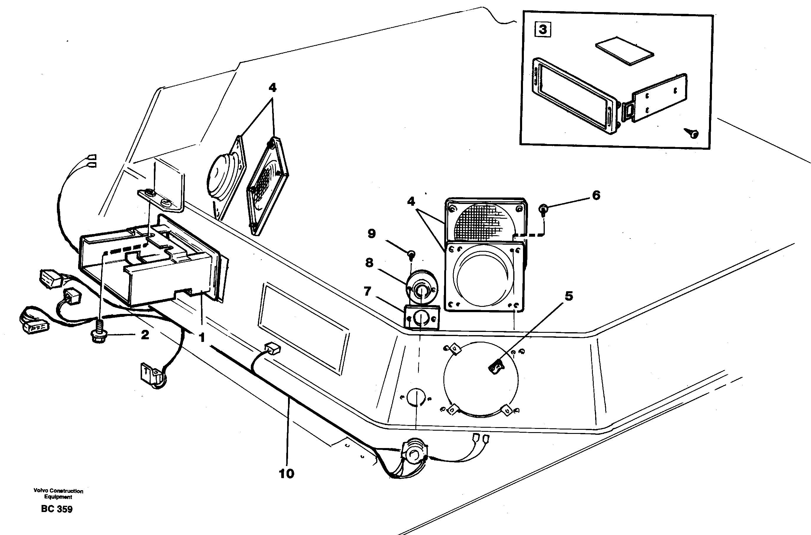 Radio bracket  93059, SER NO 9062 - — volvo parts diagram