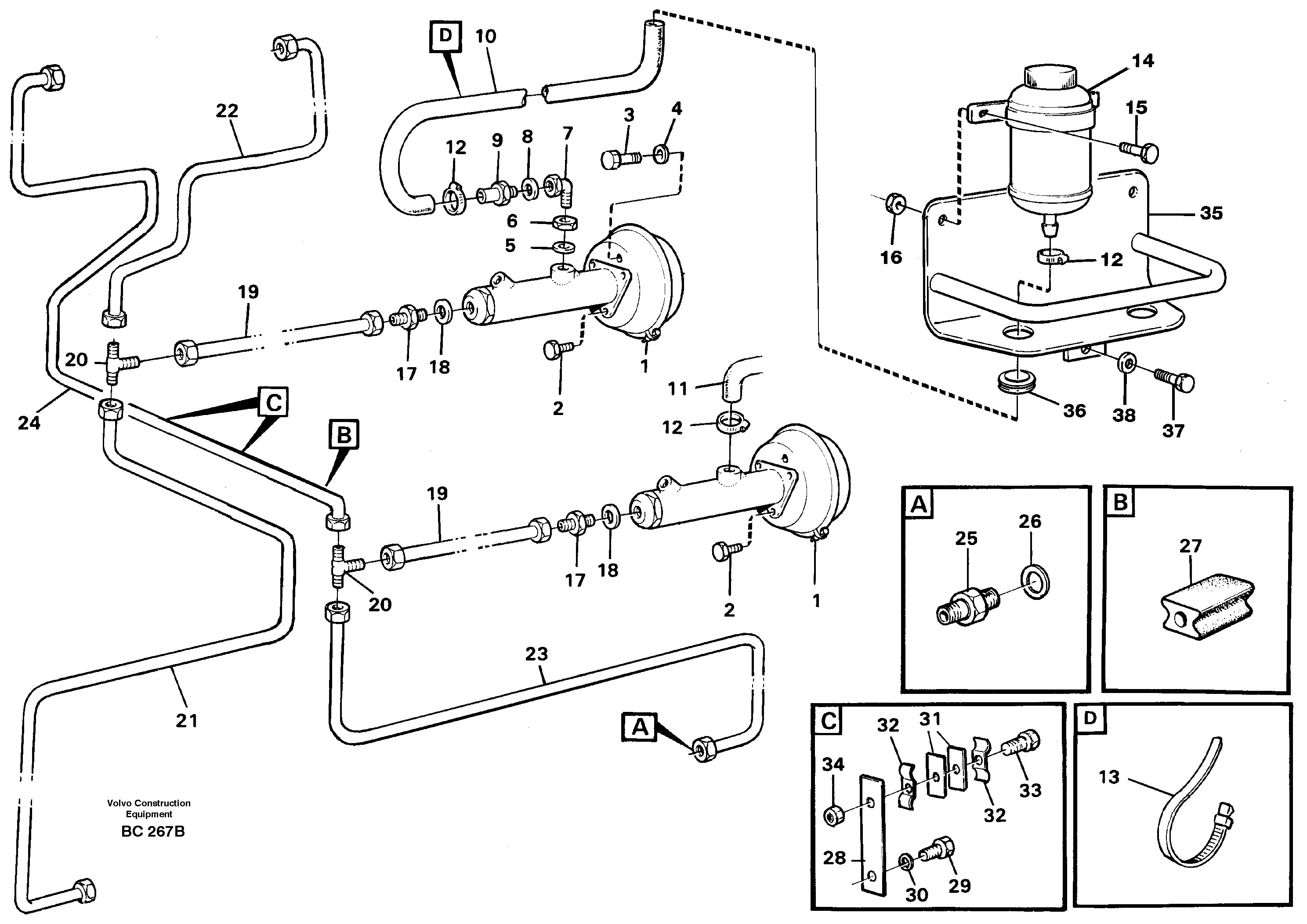 Hydraulic brake-system Tractor — volvo parts diagram