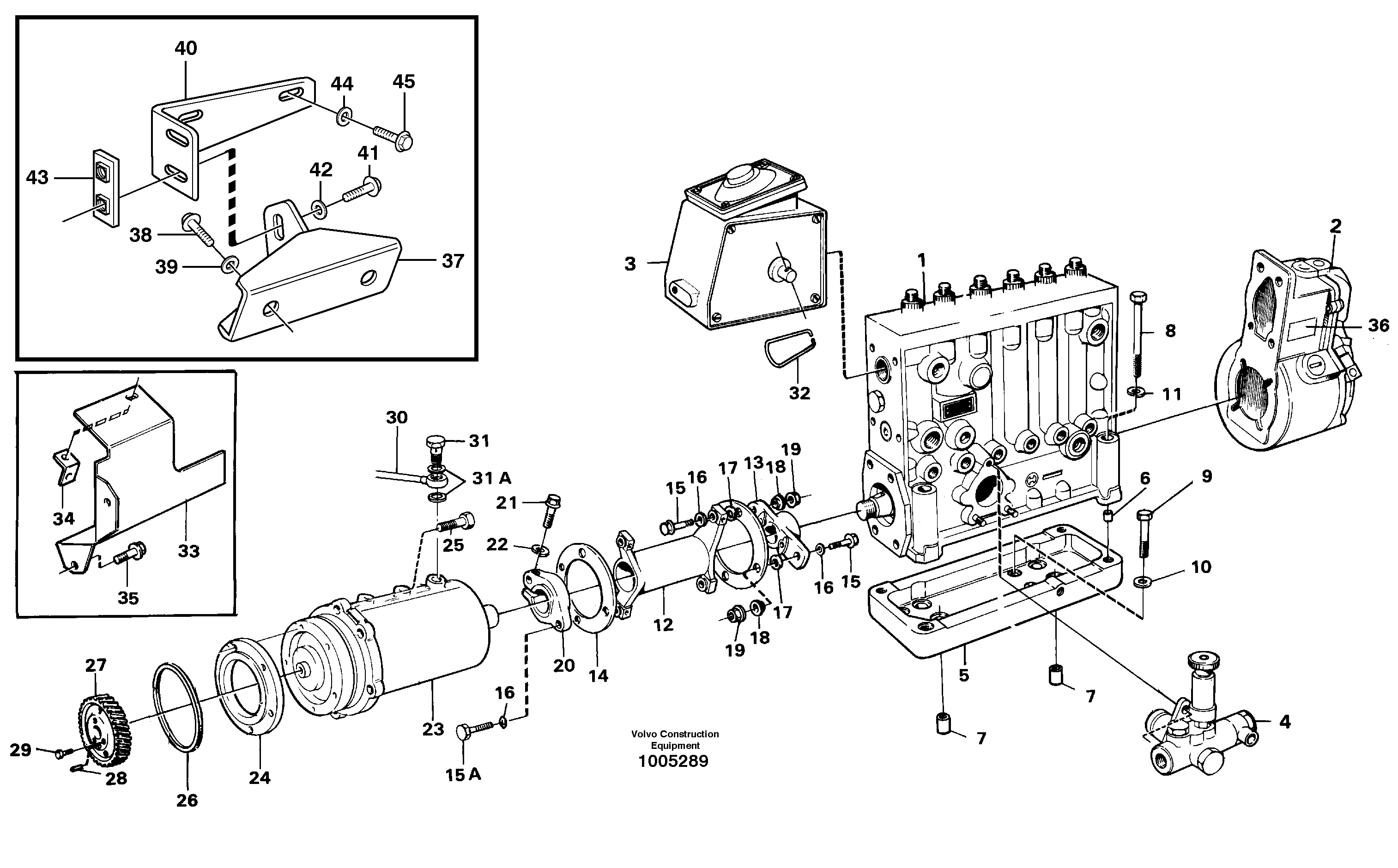 Fuel injection pump with fitting parts — volvo parts diagram