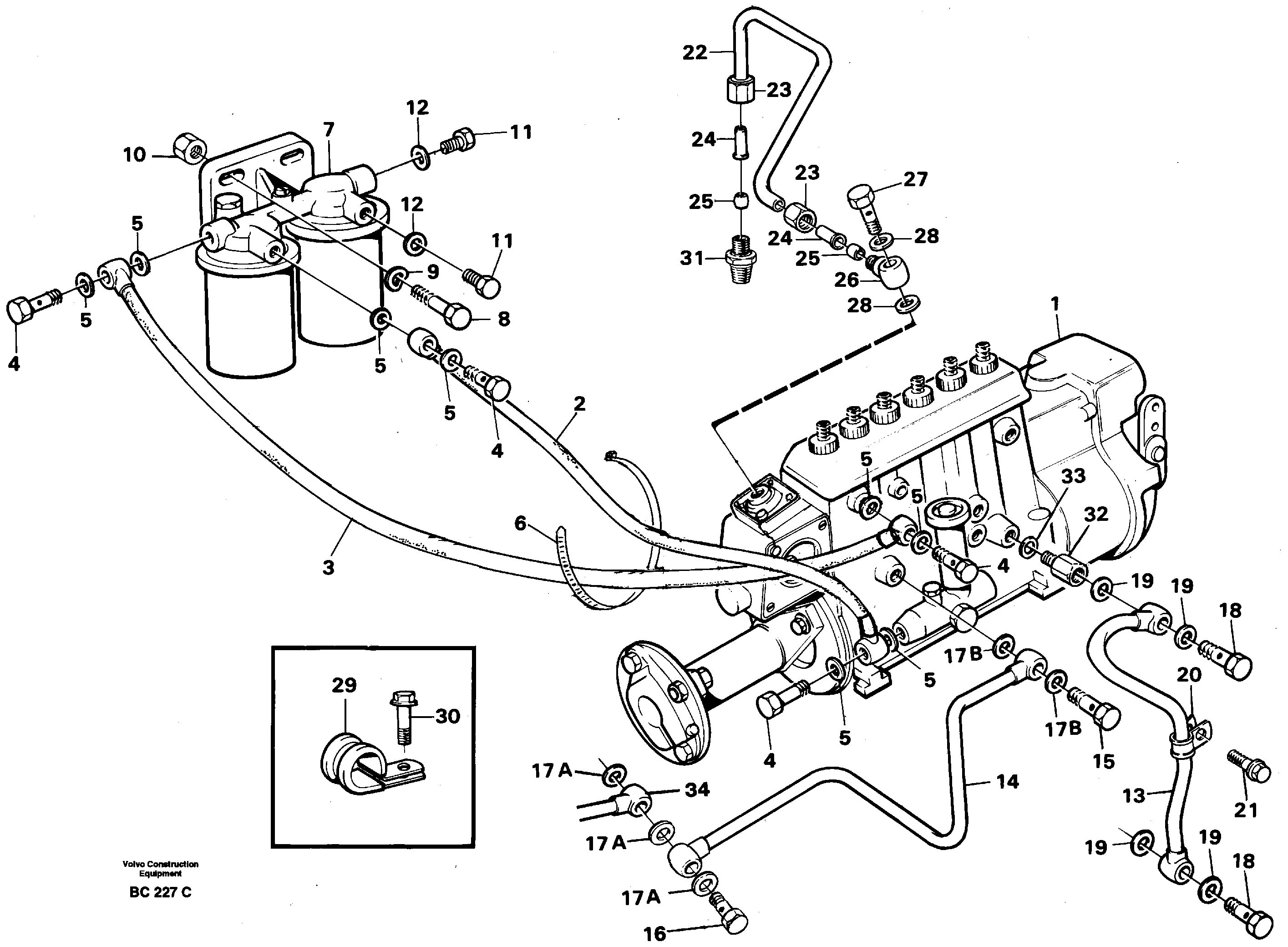 Fuel pipes,fuelinjec.pumpfuel filter — volvo parts diagram