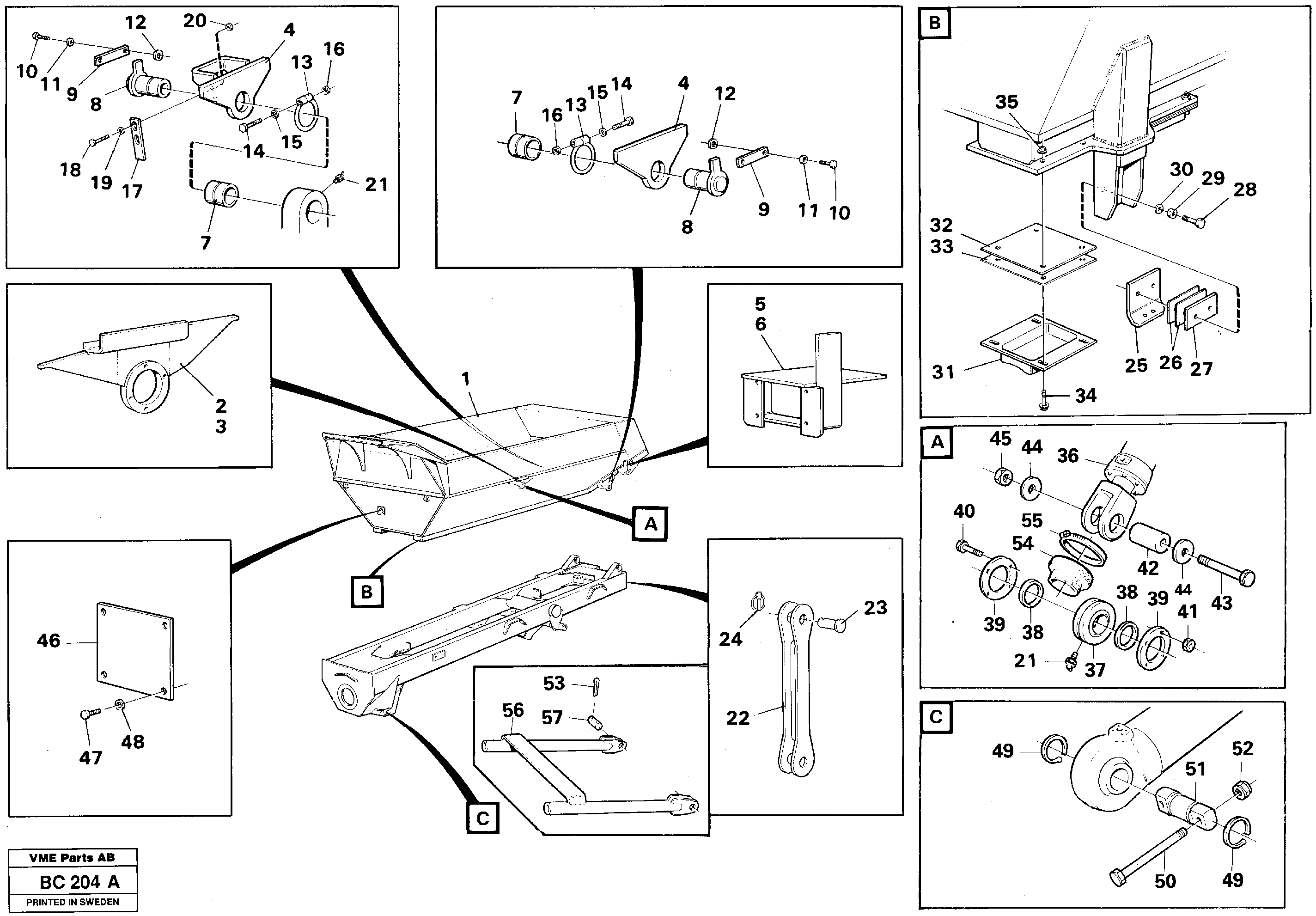 Dumper body with fitting parts — volvo parts diagram