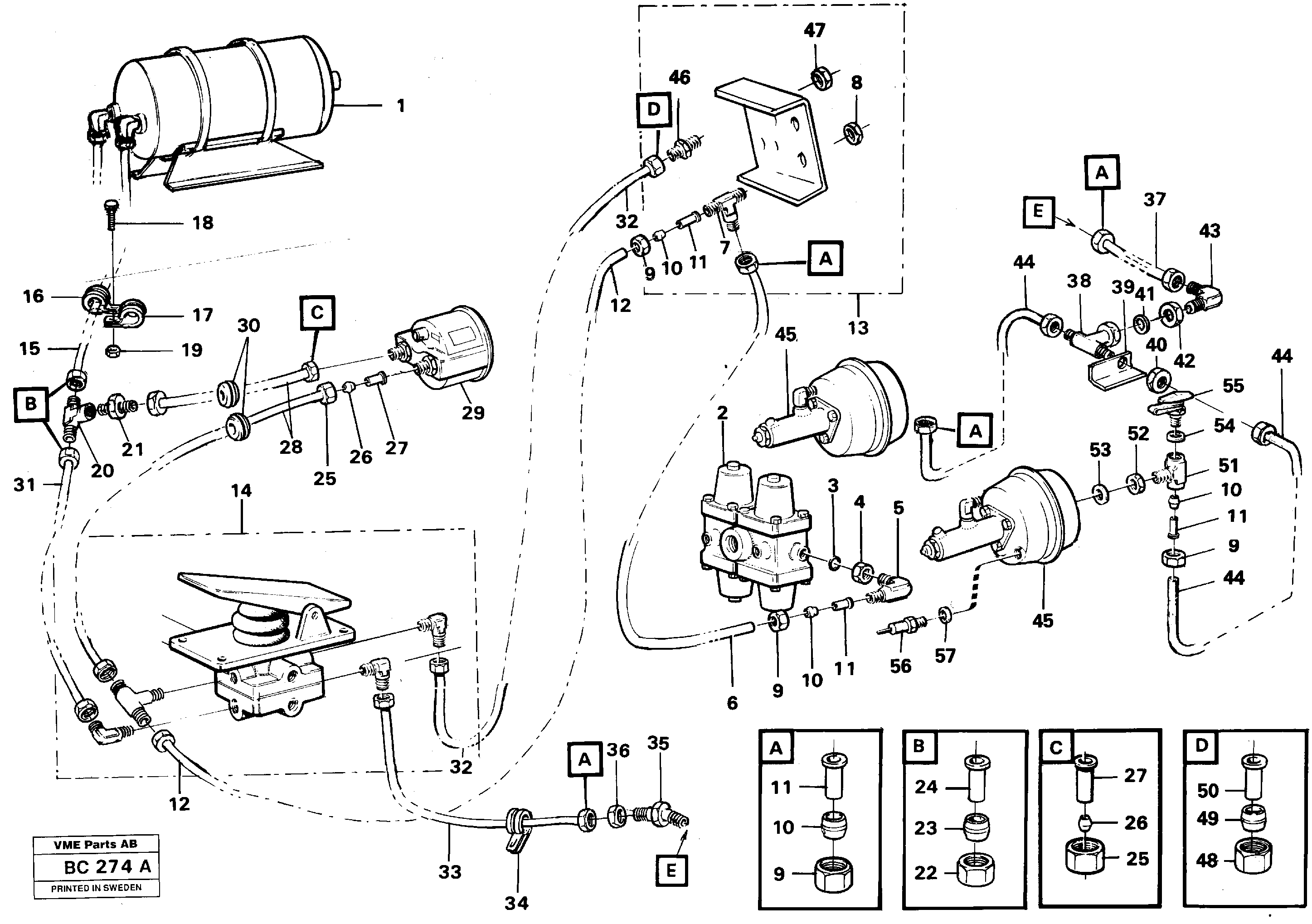 Brake system tractor — volvo parts diagram