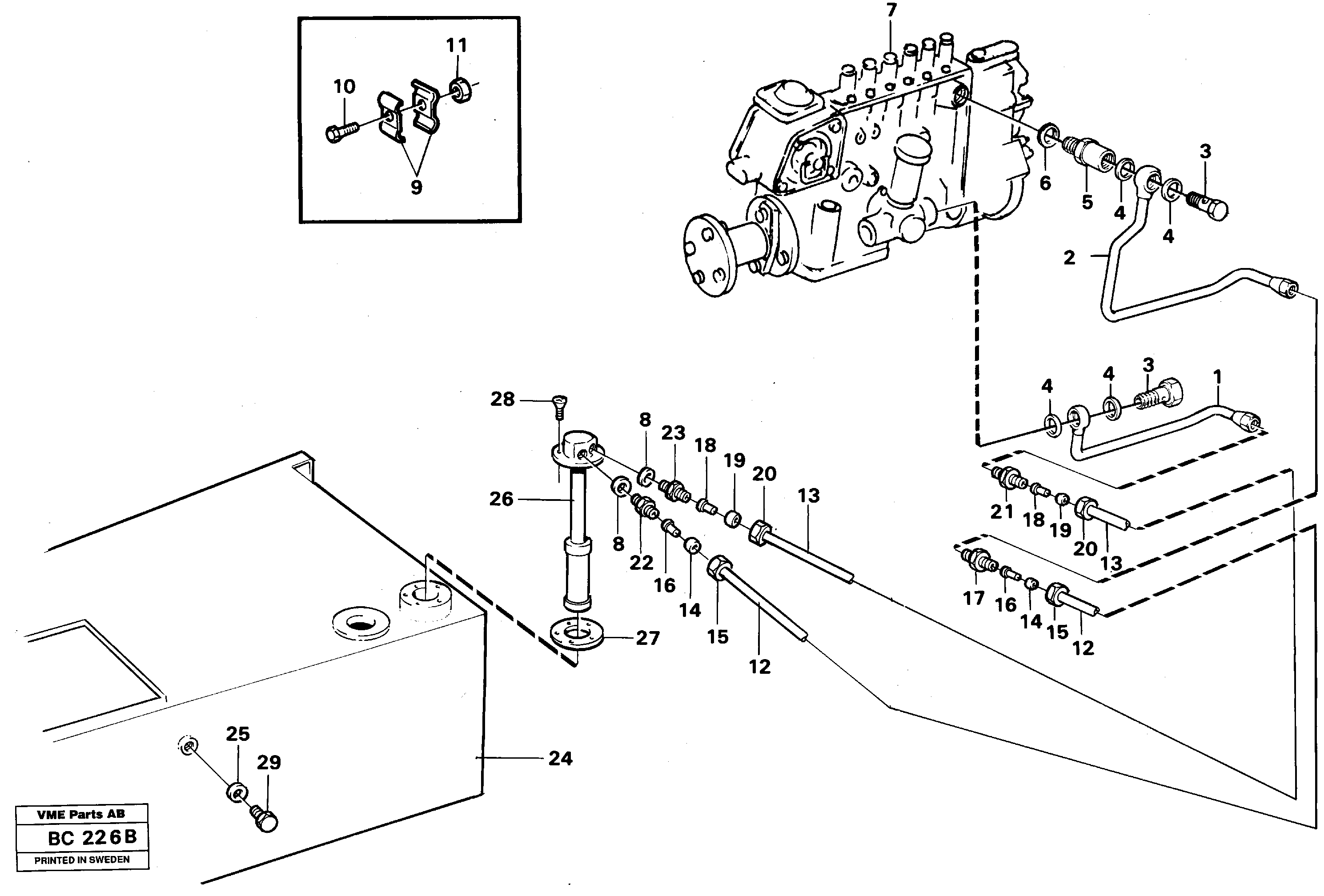 Fuel pipe - Fuel tank — volvo parts diagram
