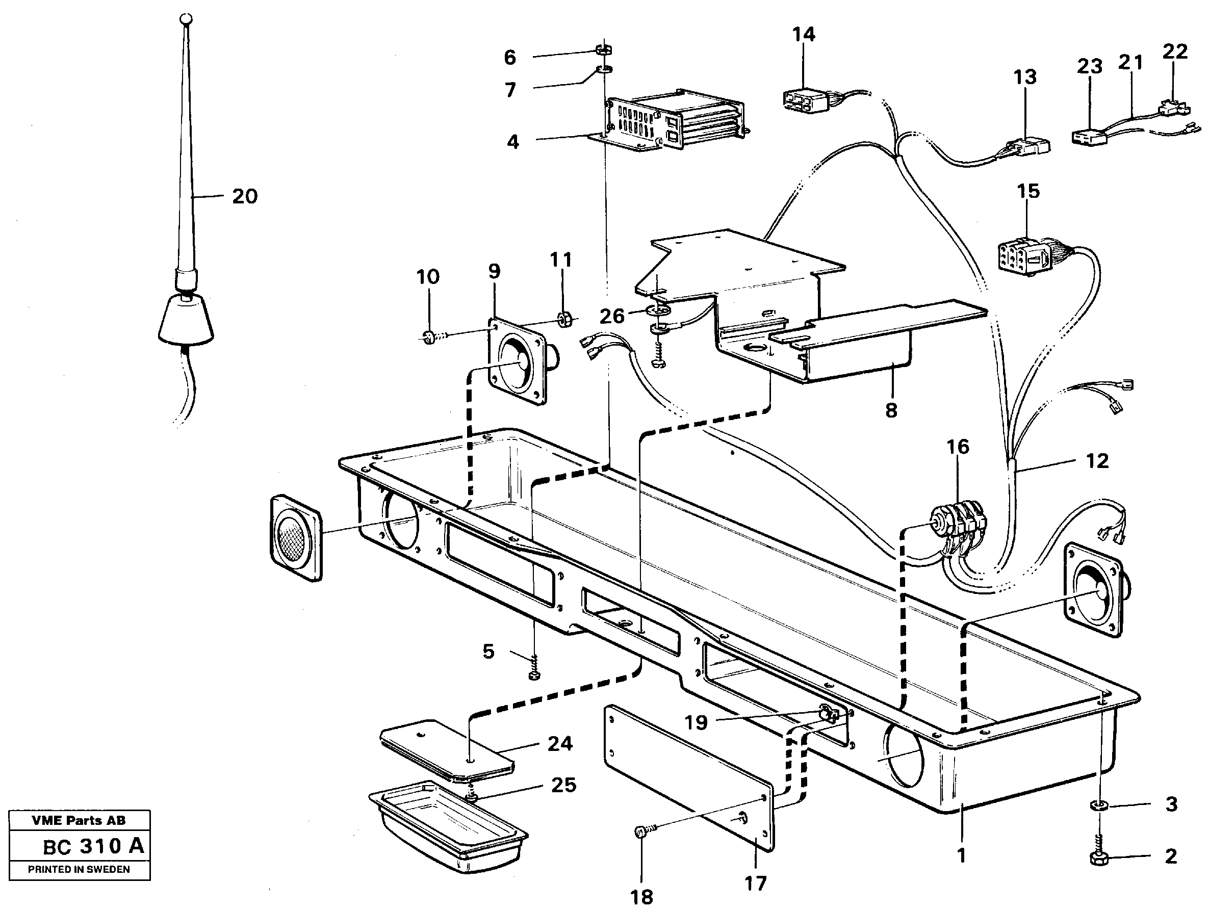 Radio panel  92023, SER NO - 9061 — volvo parts diagram