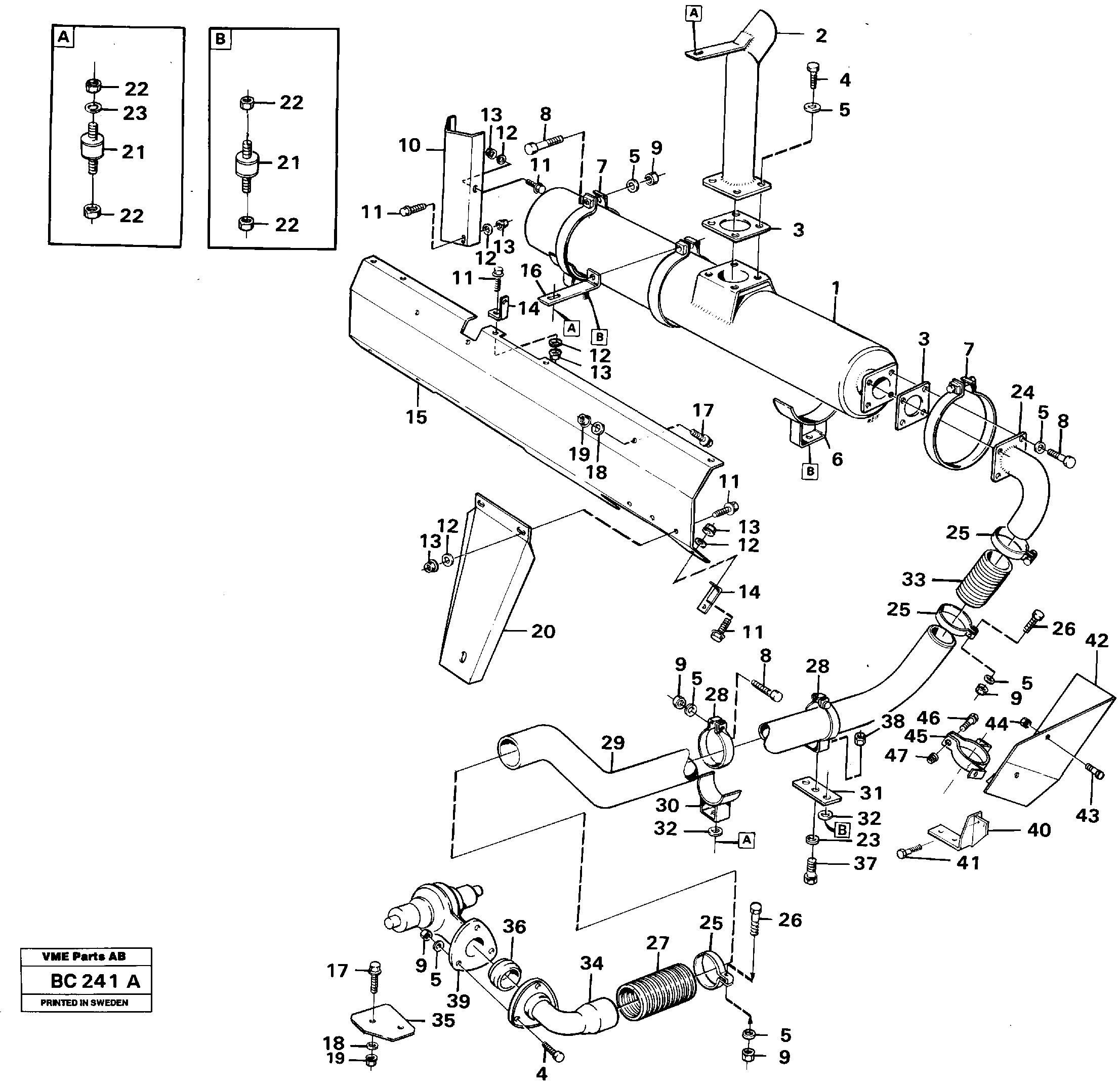 Exhaust system — volvo parts diagram