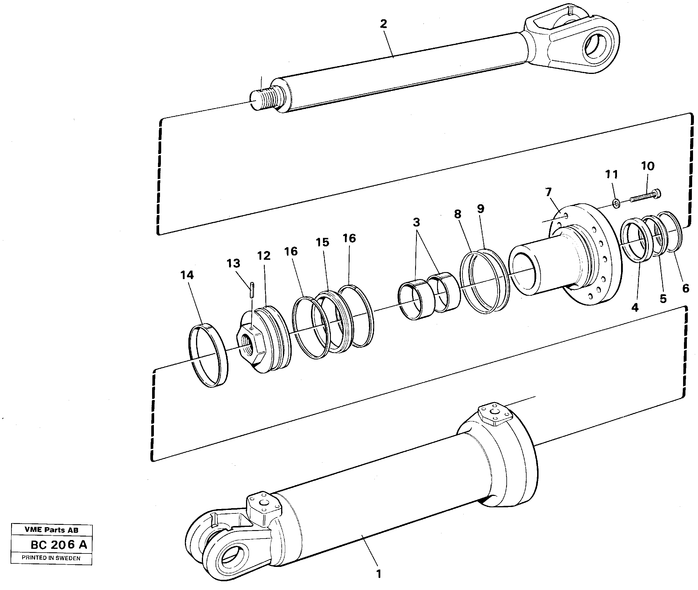 Hydraulic tipping cylinder 6x6 — volvo parts diagram