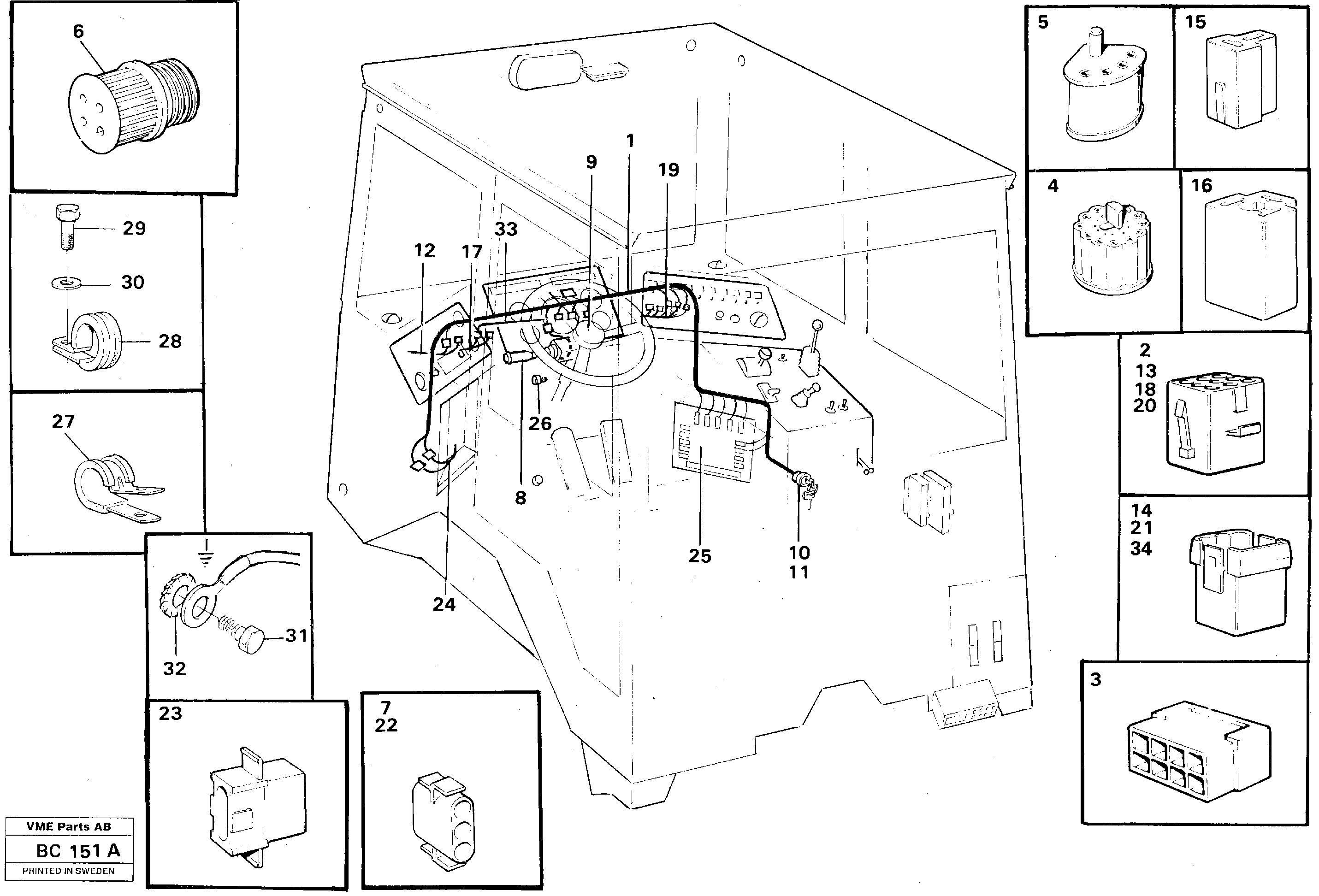 Cable harnesses, cab — volvo parts diagram