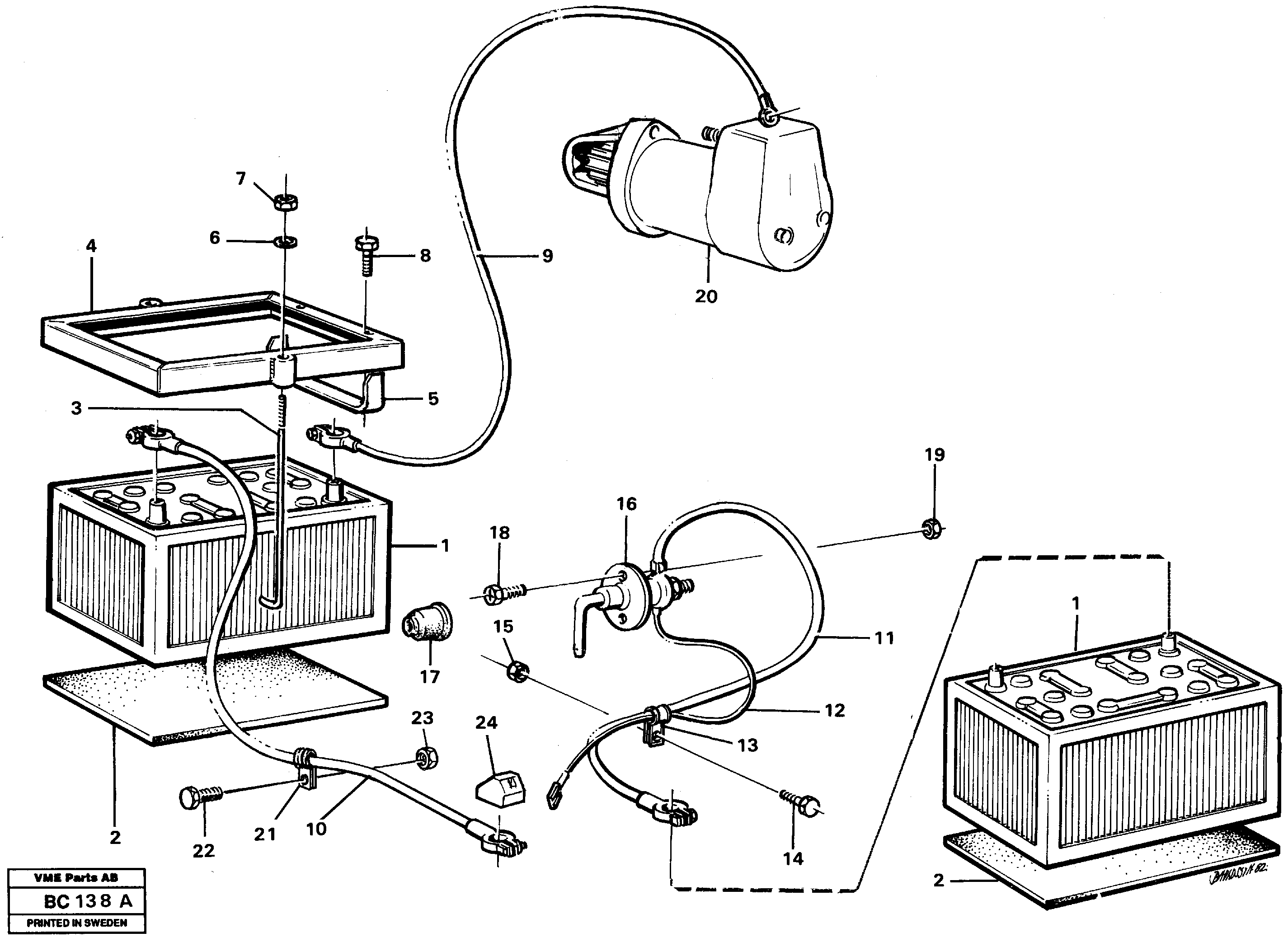 Battery with fitting parts — volvo parts diagram