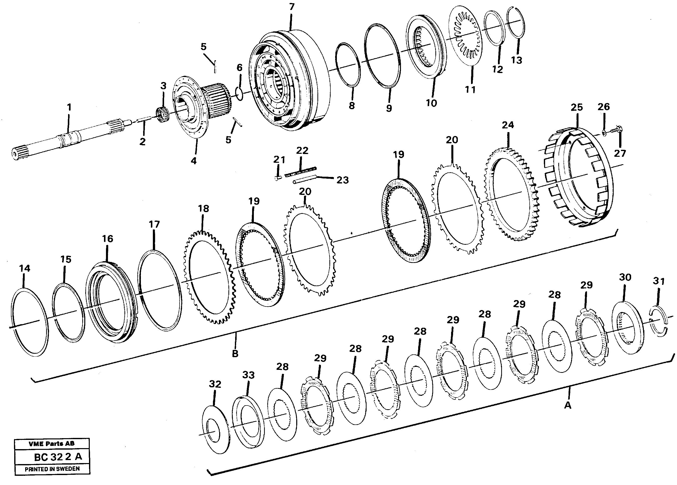 Clutch A, B — volvo parts diagram