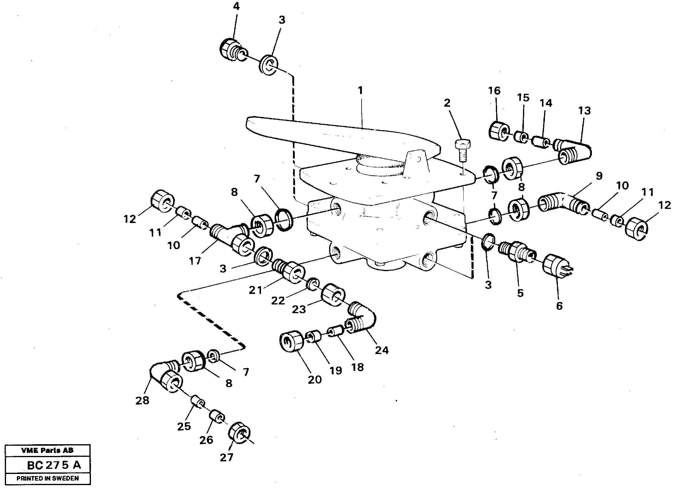 Footbrake valve with mountings — volvo parts diagram