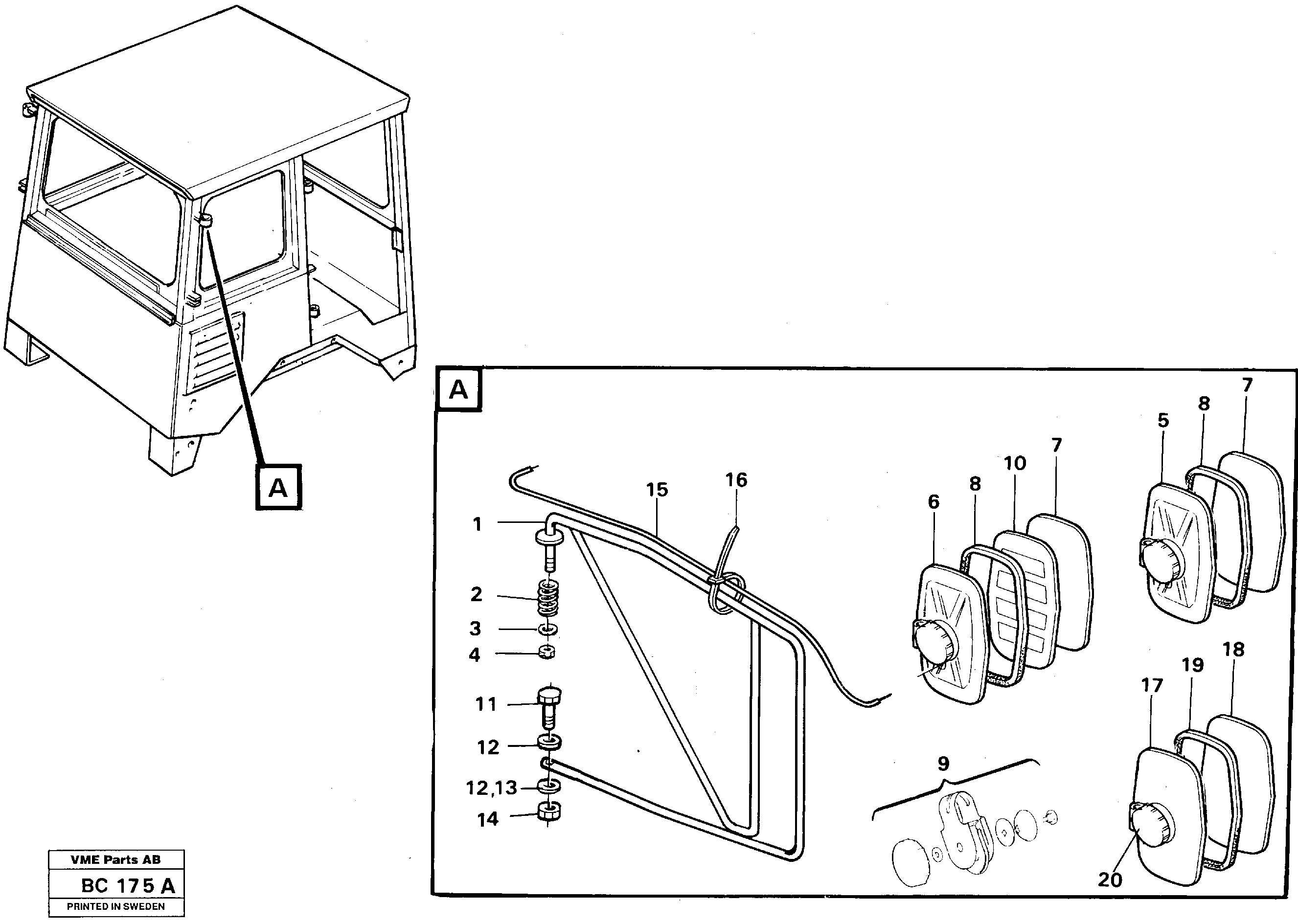 Rear view mirror — volvo parts diagram