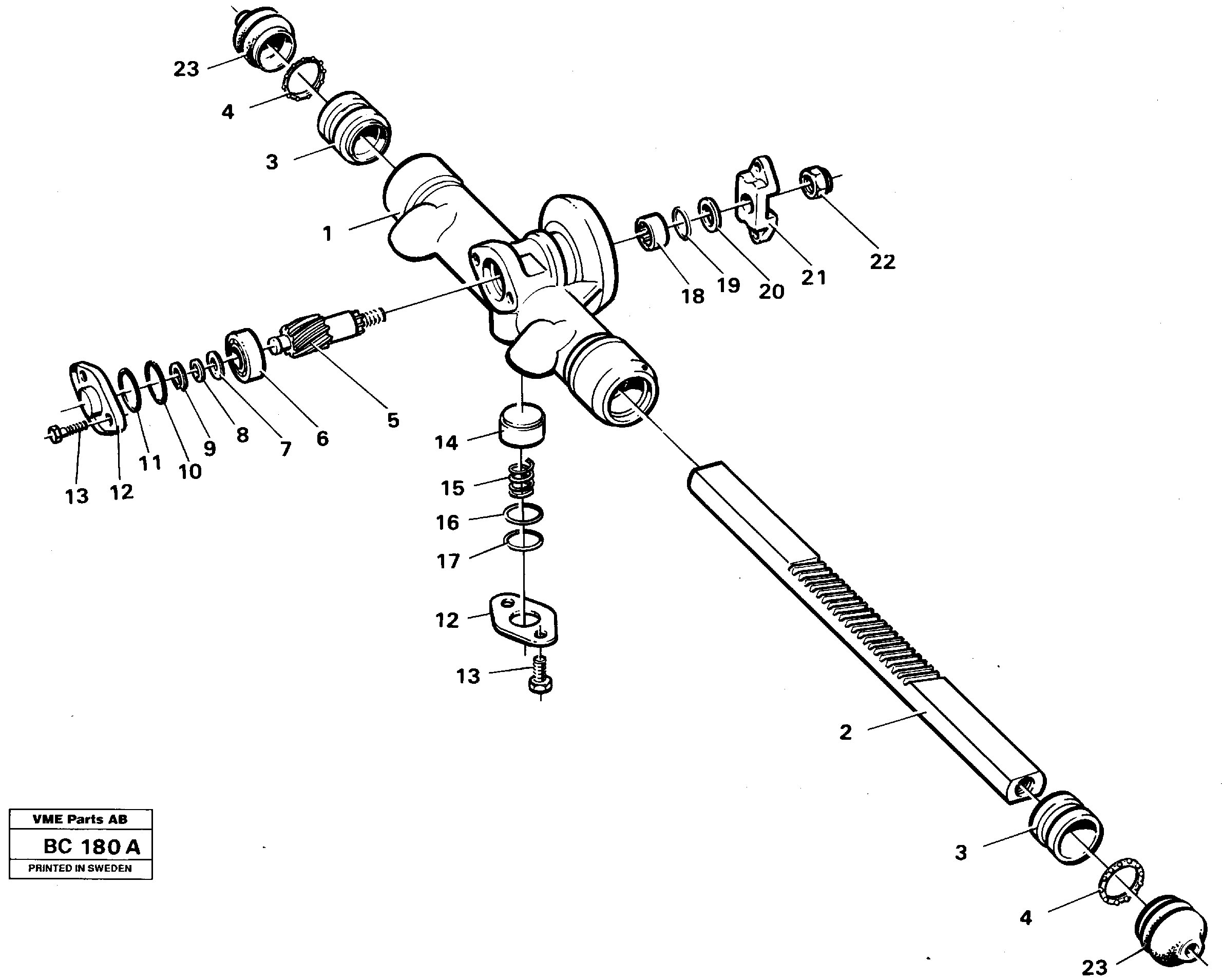 Rack gear  SER NO -9921, -60137 4X4 -60843 6X6 USA,-70152 BRAZIL — volvo parts diagram