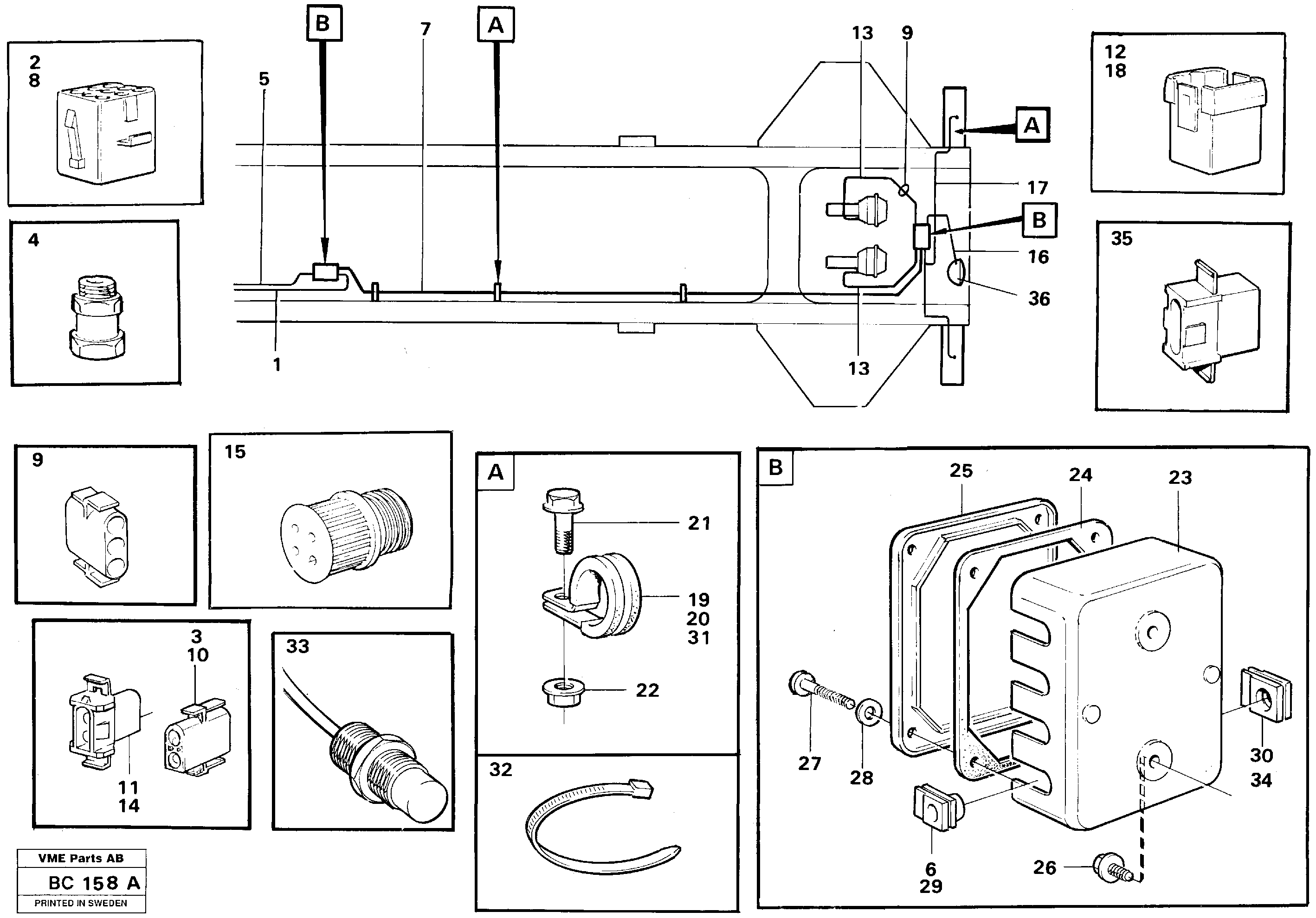Cable harnesses, rear  4 X 4 — volvo parts diagram