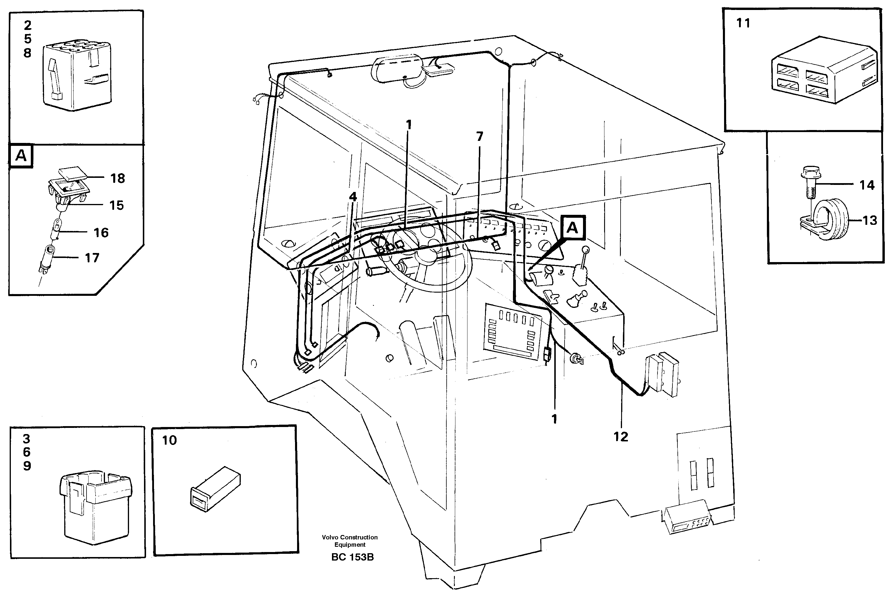 Cable harnesses, cab — volvo parts diagram