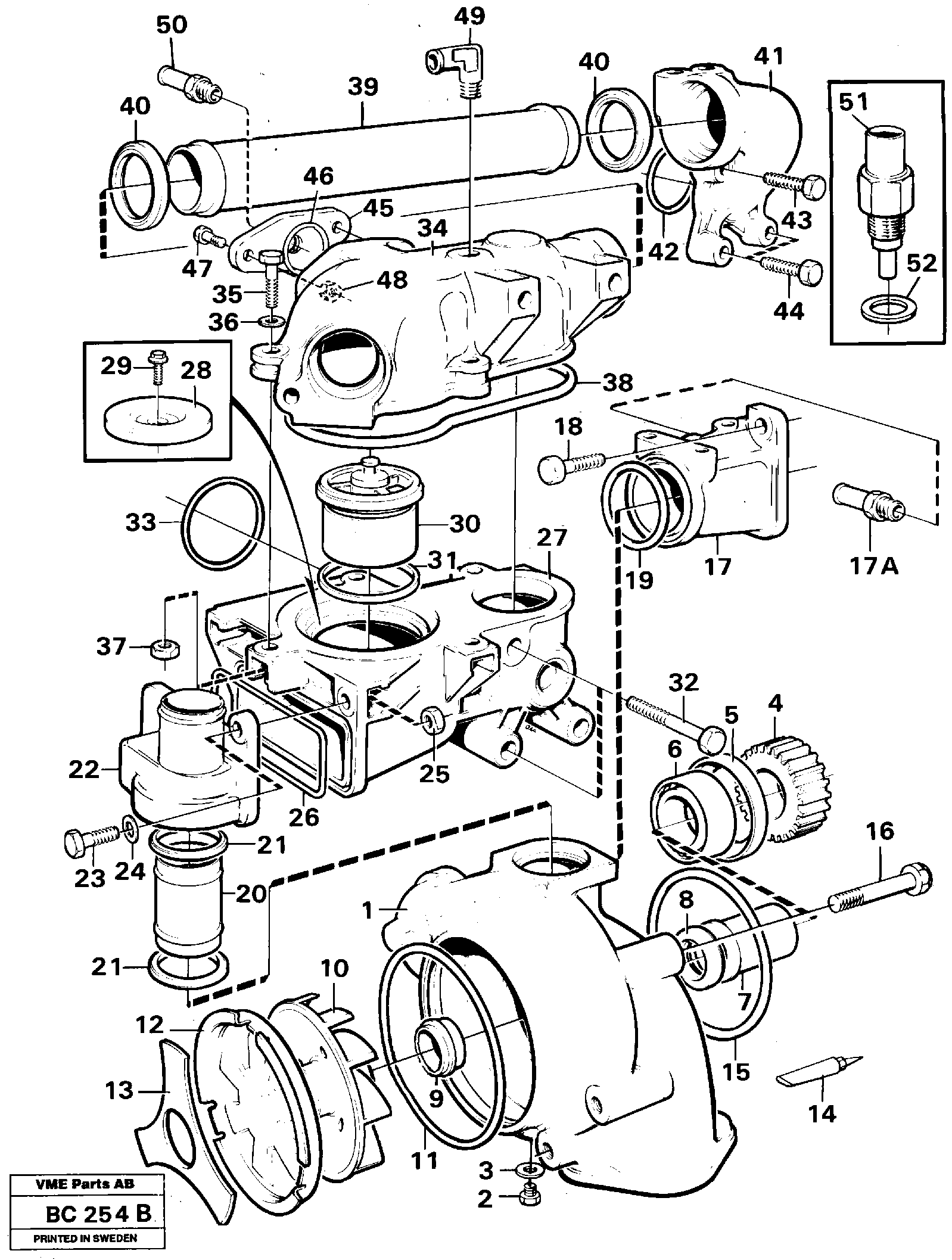 Water pump and thermostat housing — volvo parts diagram