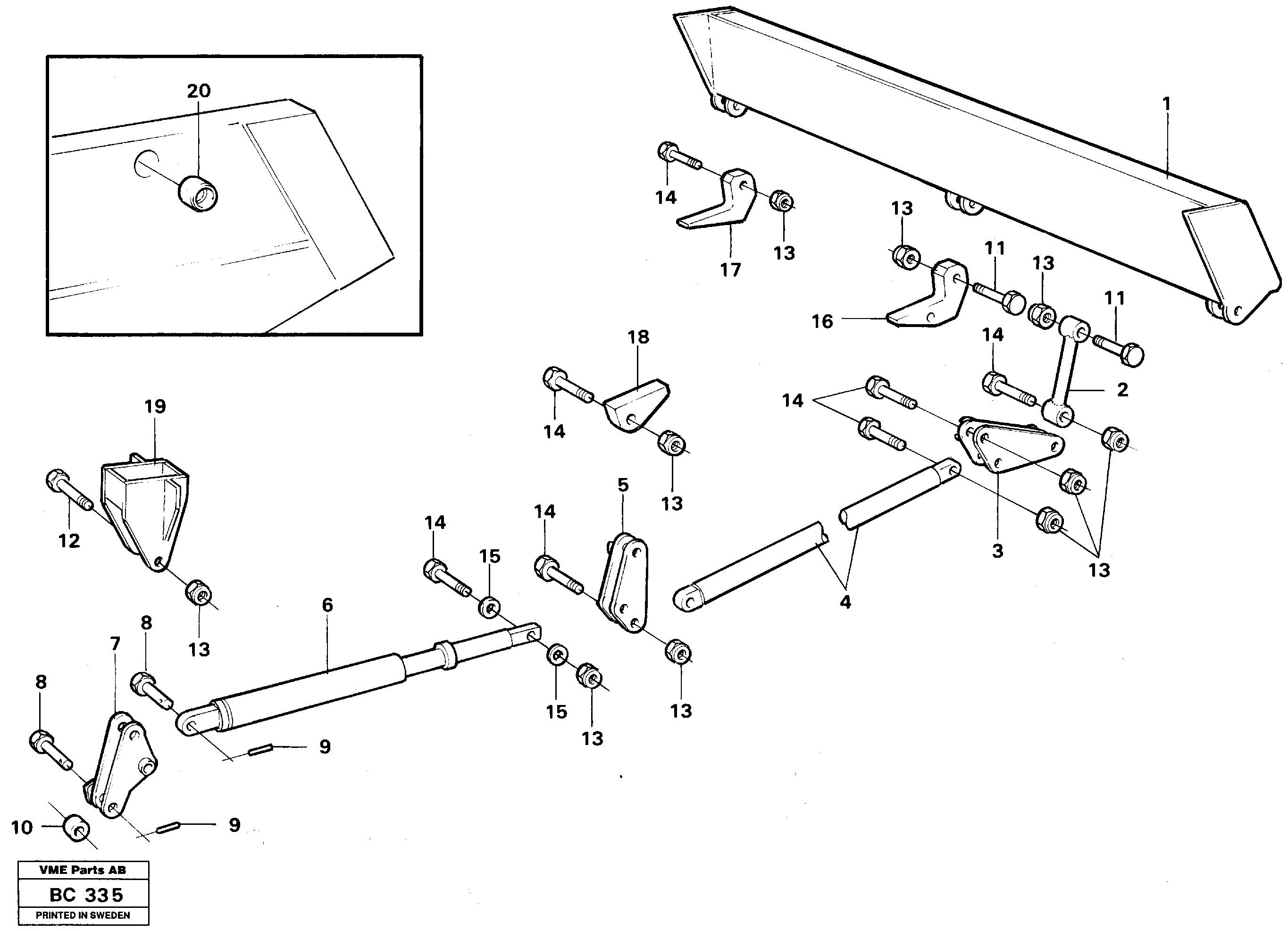 Rear flap, mechanical  92622, STD BRAZIL. — volvo parts diagram