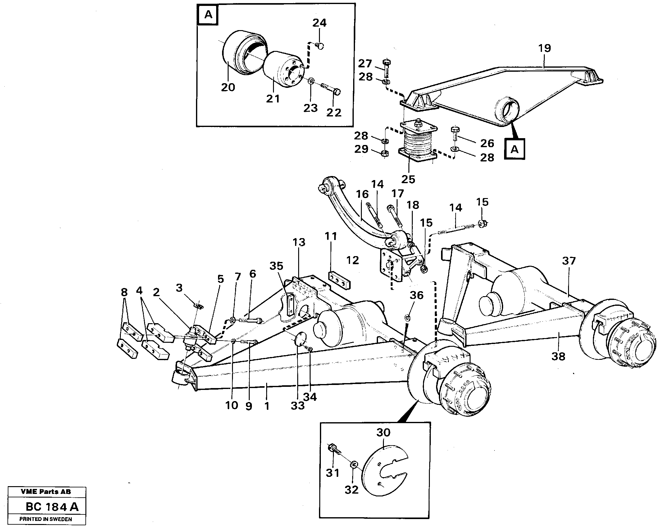 Bogie mounting block Front — volvo parts diagram