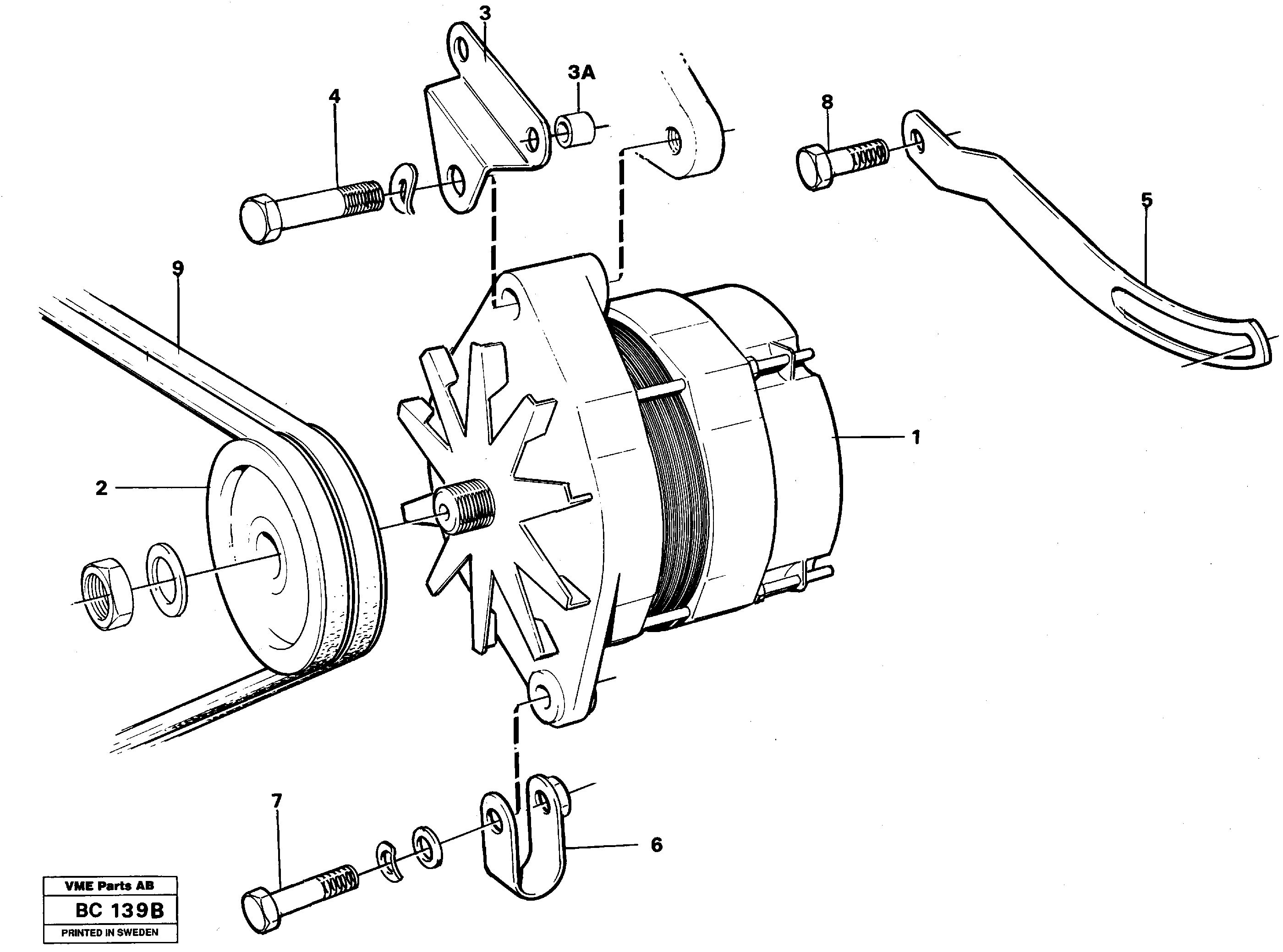 Alternator with assembling details — volvo parts diagram