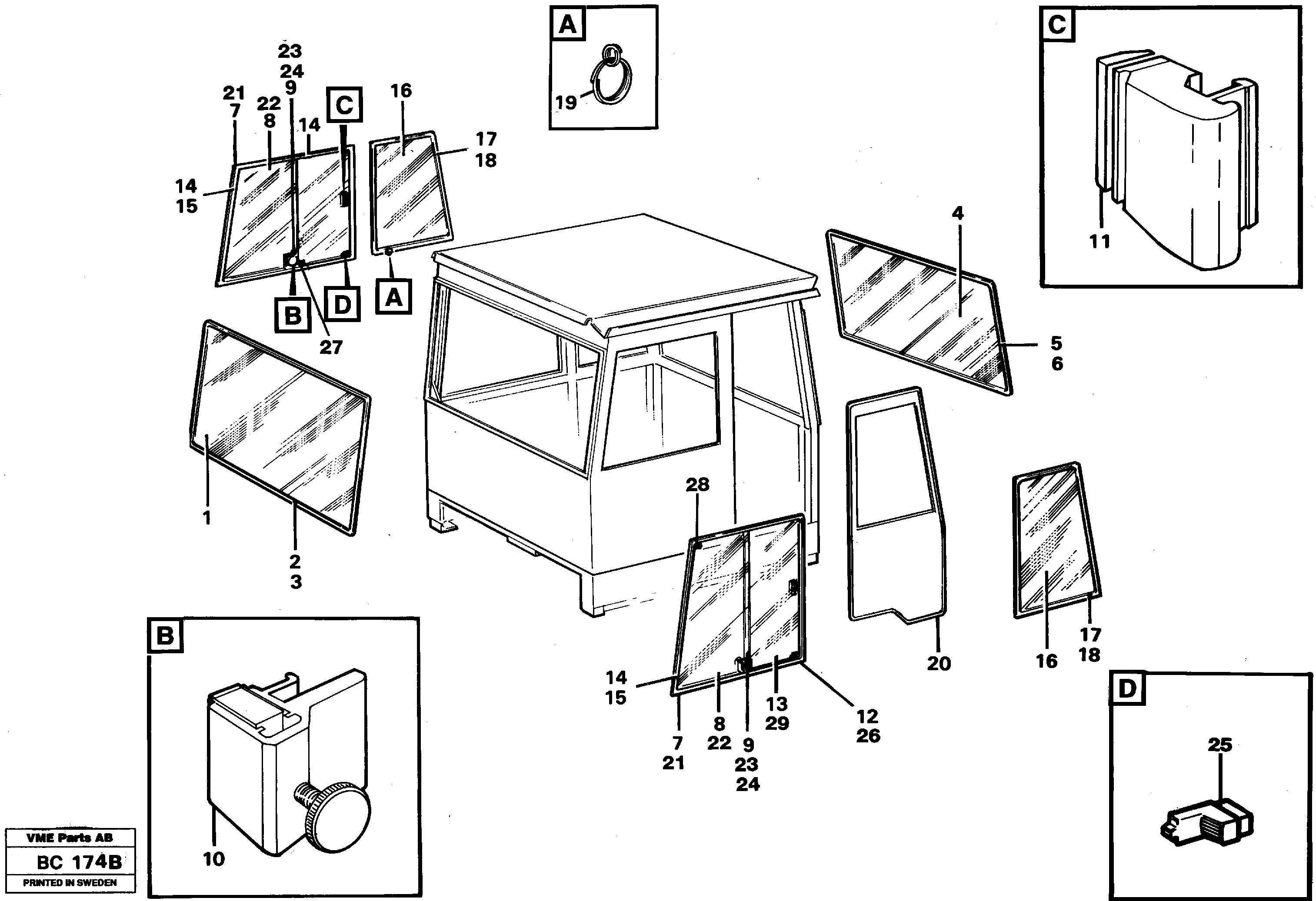 Glass panes — volvo parts diagram