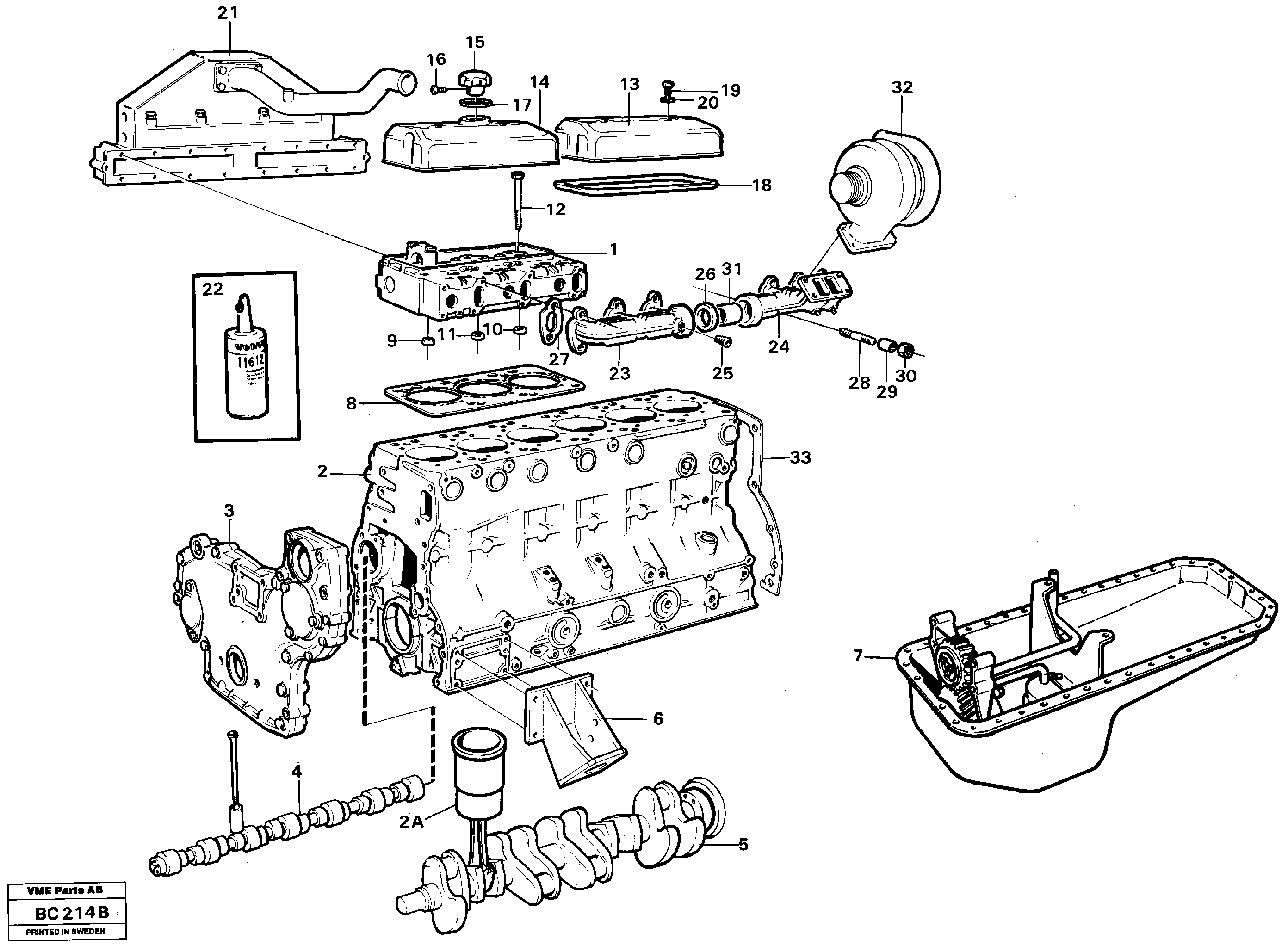 Engine with fitting parts — volvo parts diagram