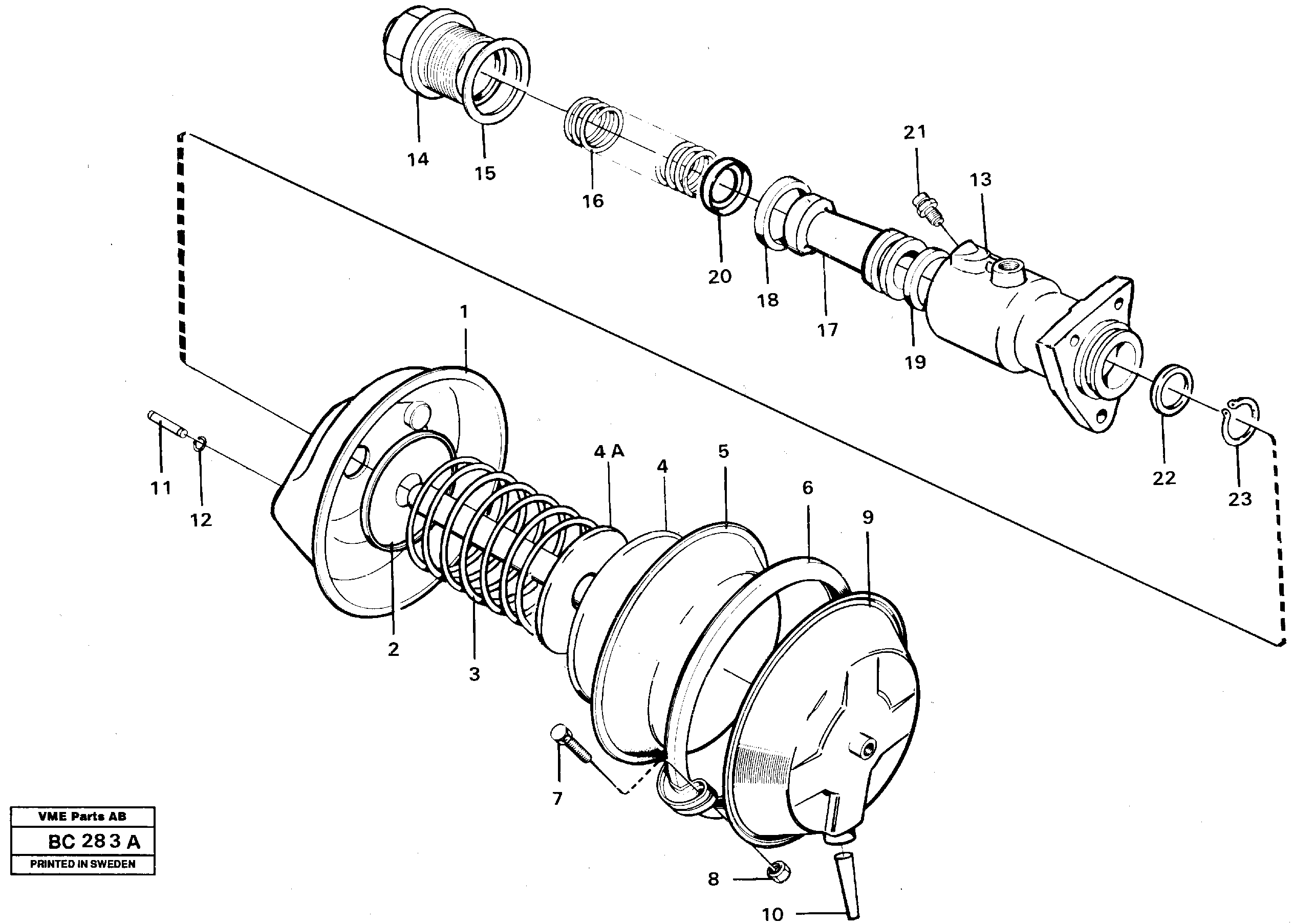 Brake servo — volvo parts diagram