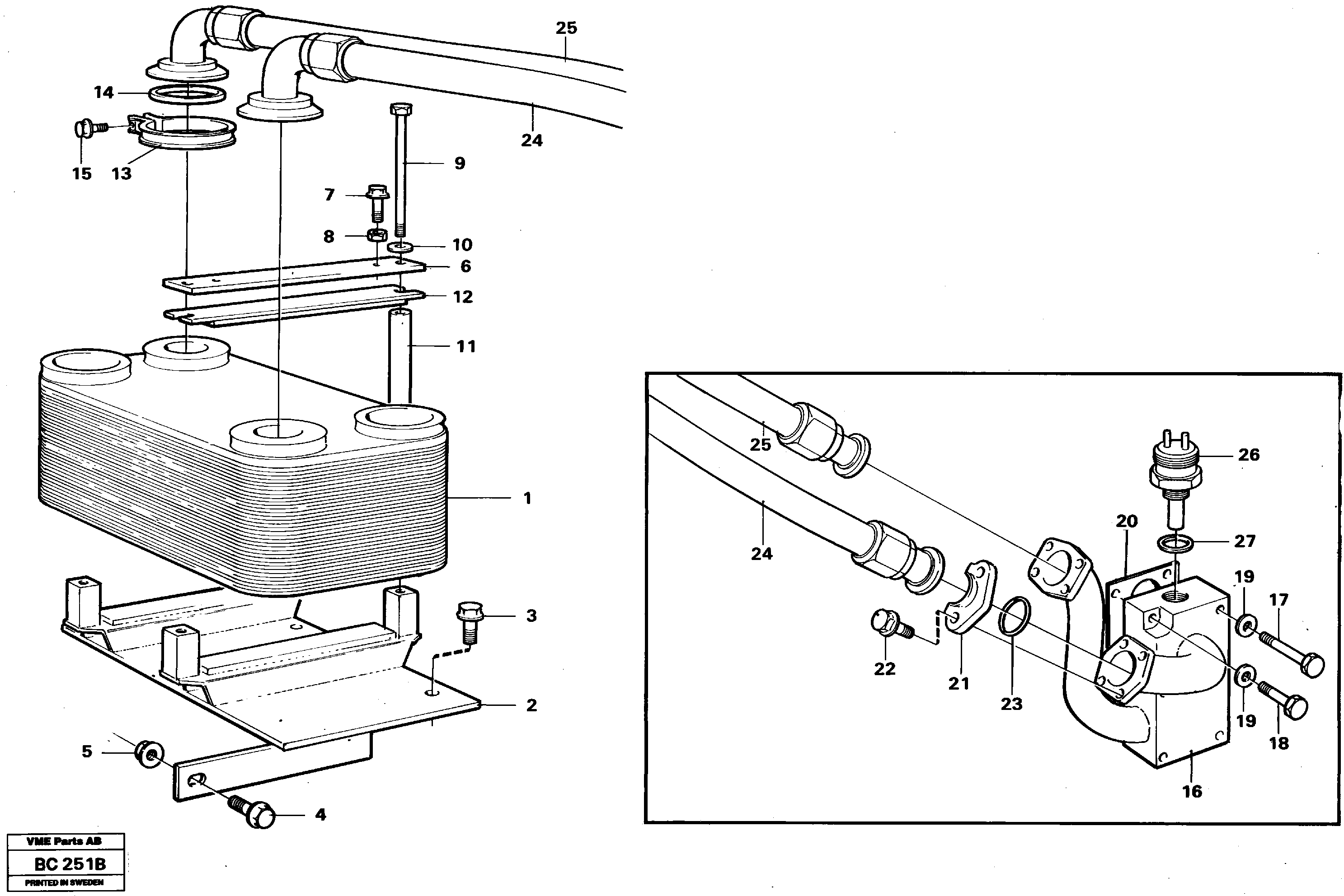 Oil cooler, transmission — volvo parts diagram