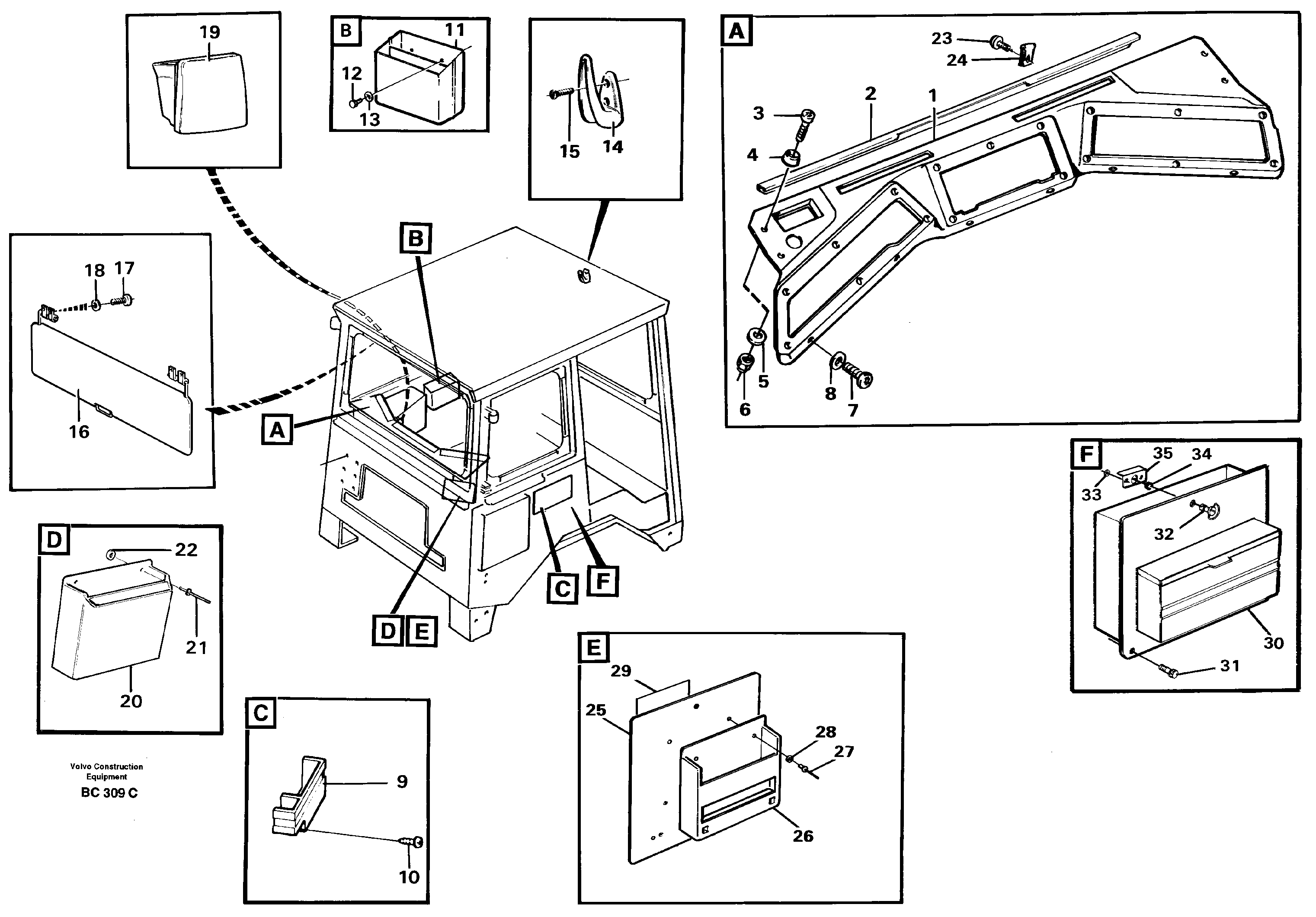 Instrument panel, sun visor — volvo parts diagram